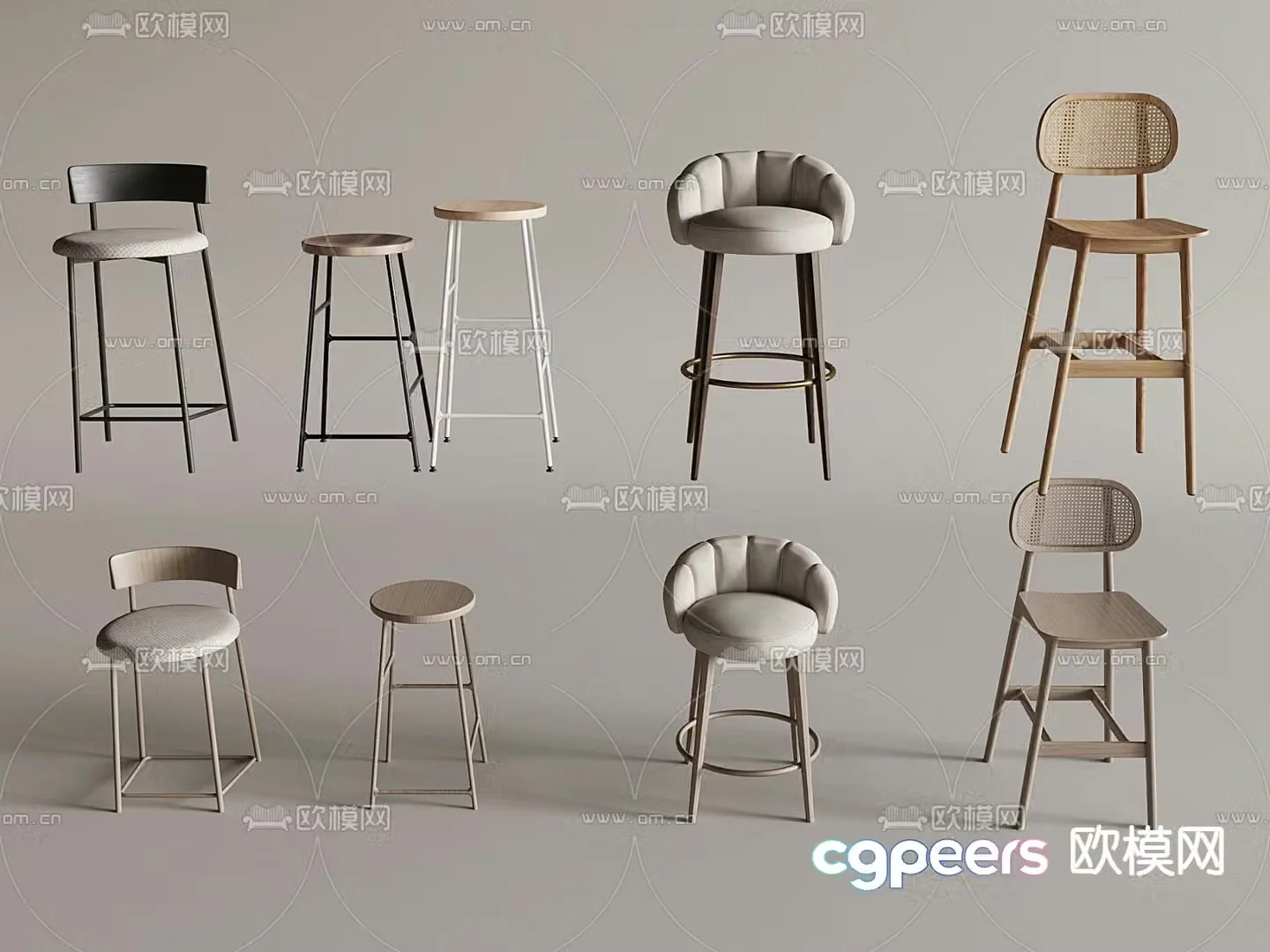 Modern bar chair high chair 3d model