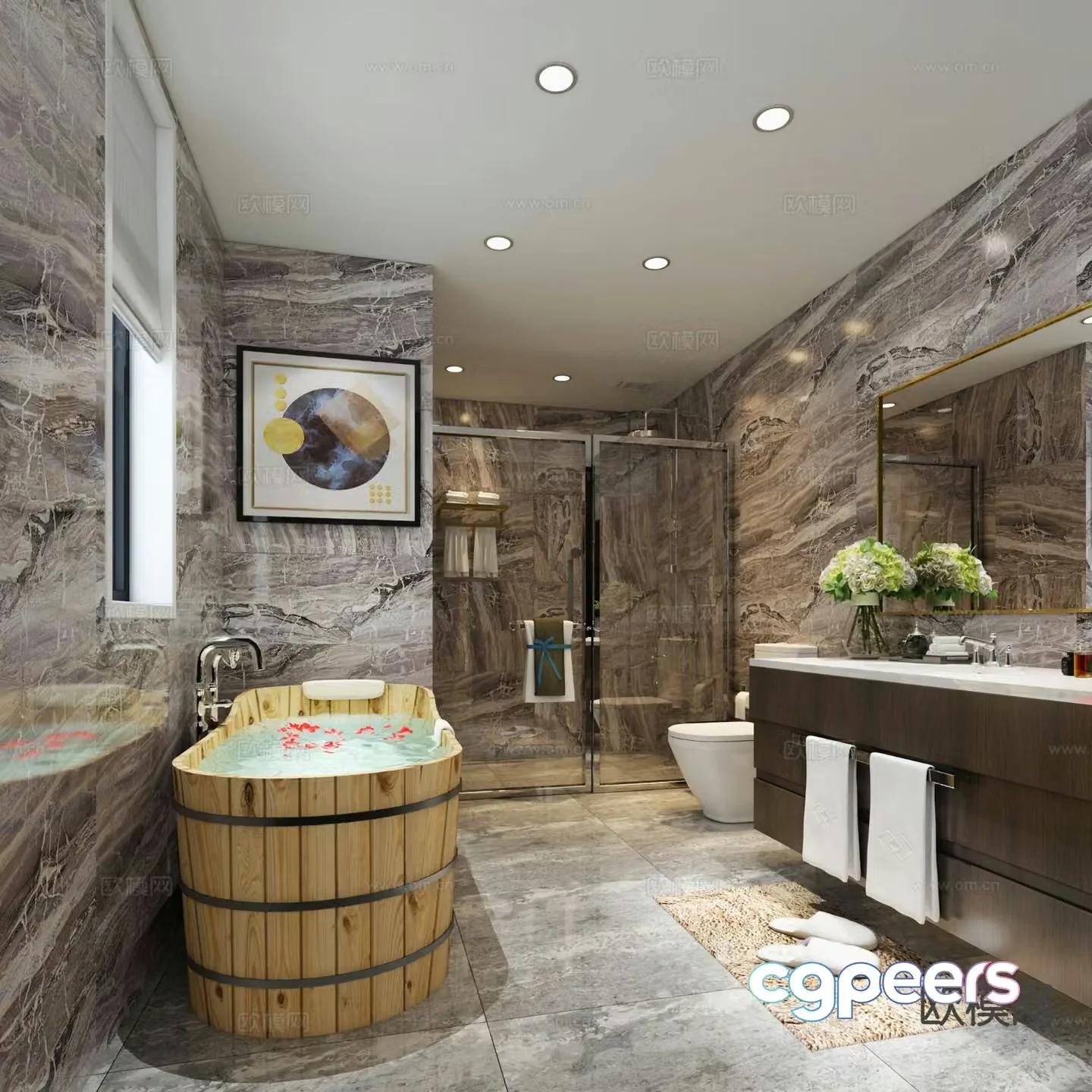 New Chinese style bathroom bathroom 3d model