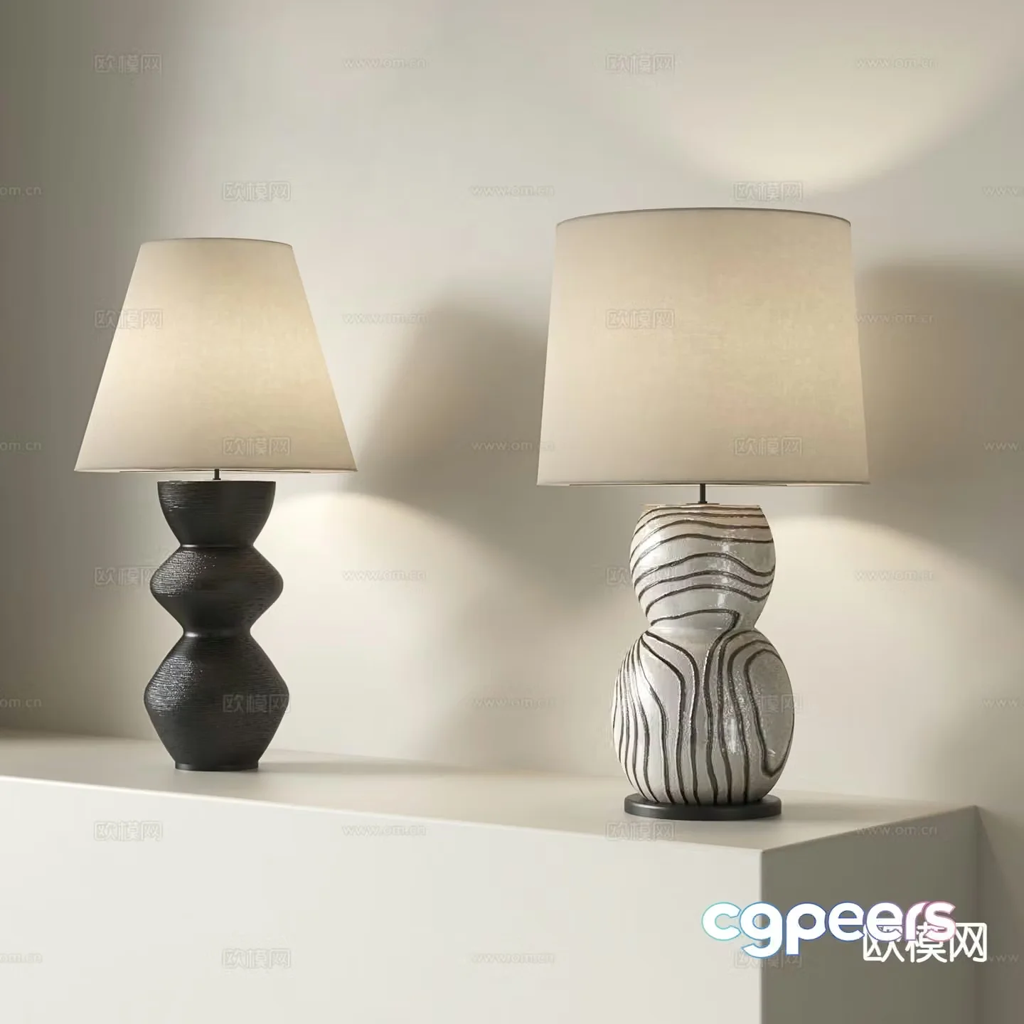 Medieval style table lamp ceramic table lamp 3d model