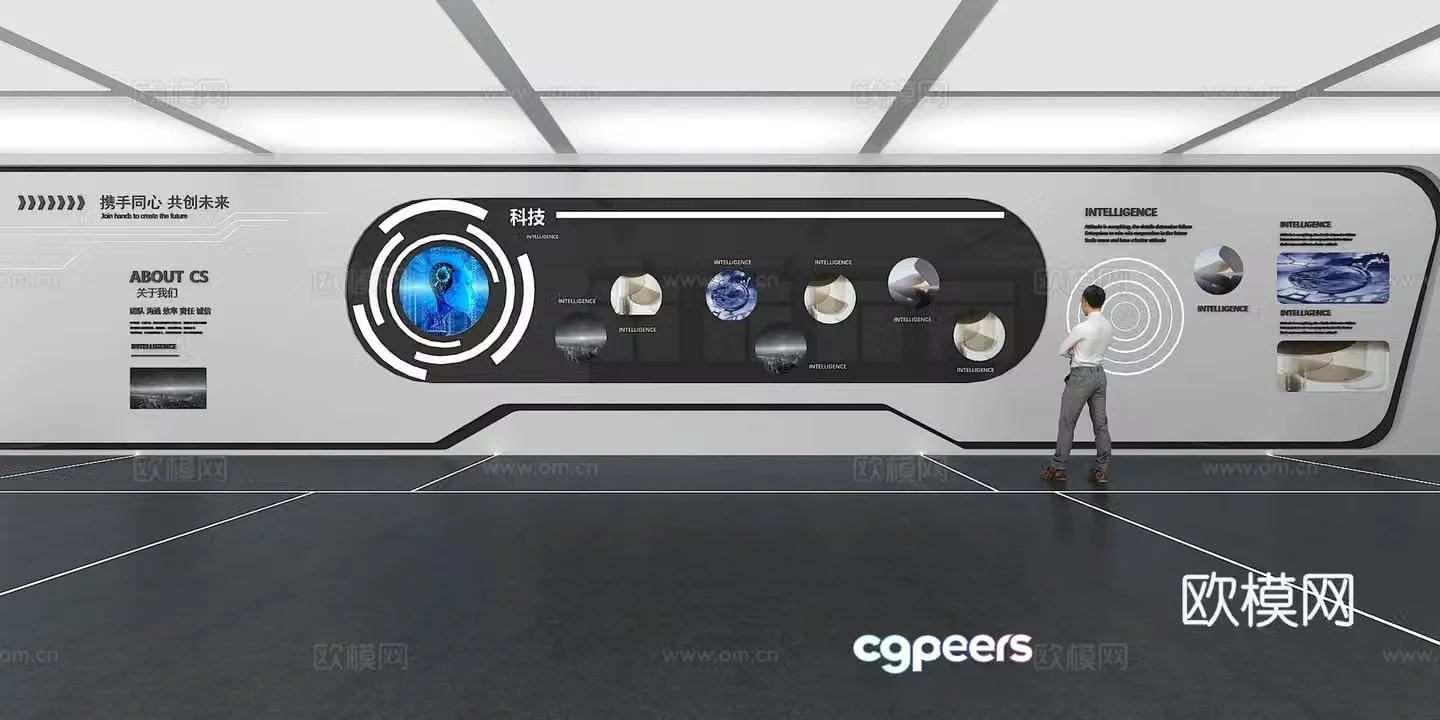 Cultural wall Corporate culture wall Display wall Classroom Exhibition hall Campus culture Corridor 3D model