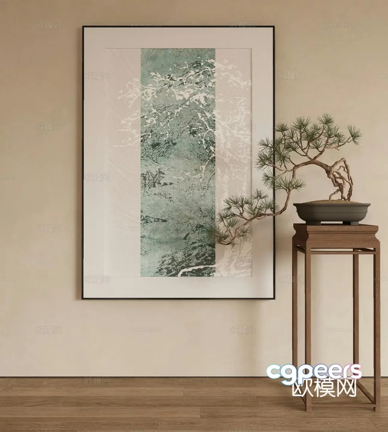 New Chinese texture painting decorative painting 3D model