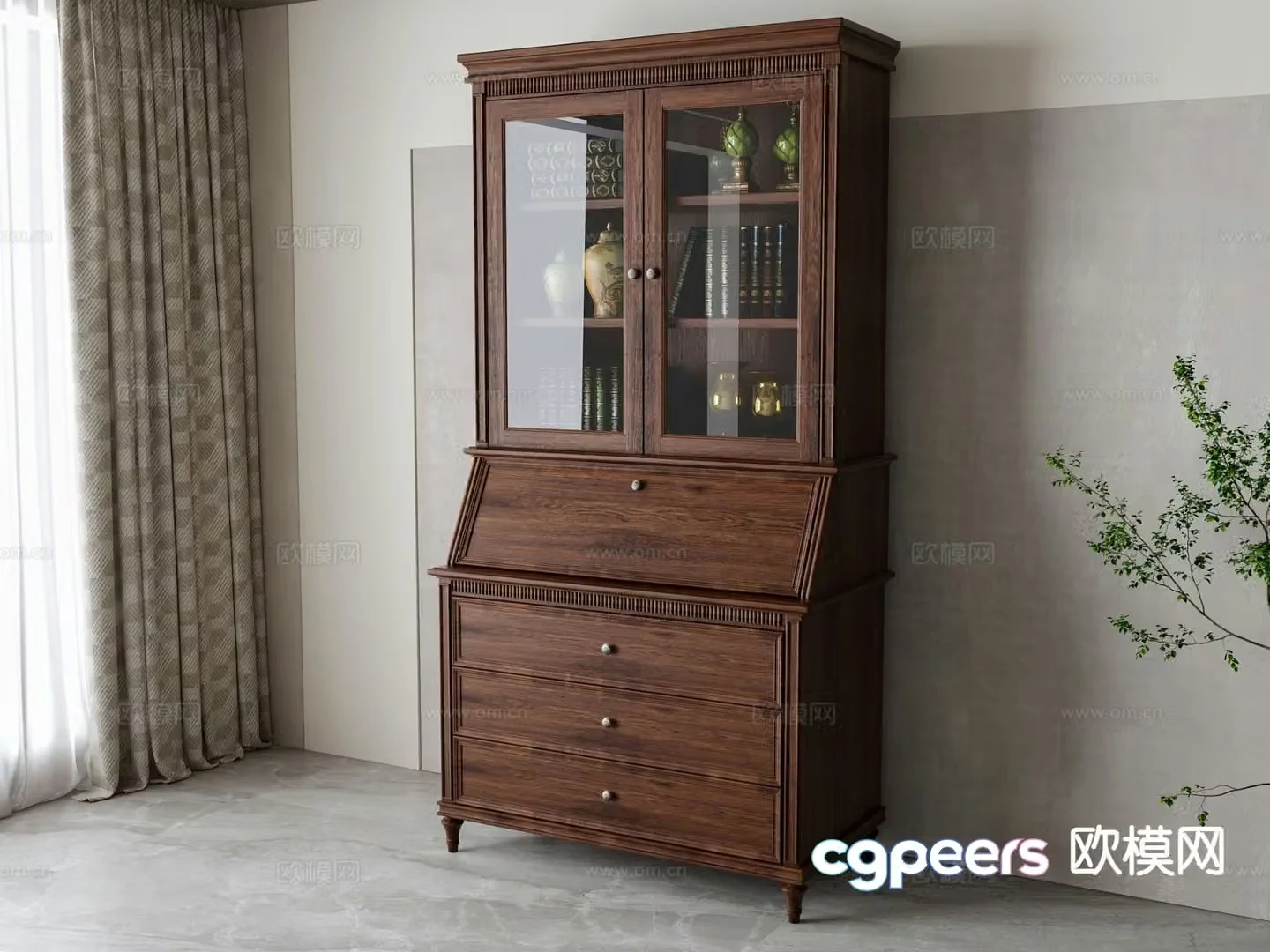 American bookcase 3d model