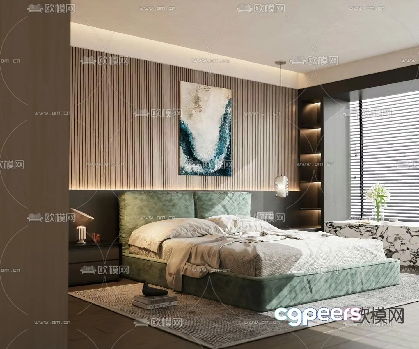Modern double bed 3d model