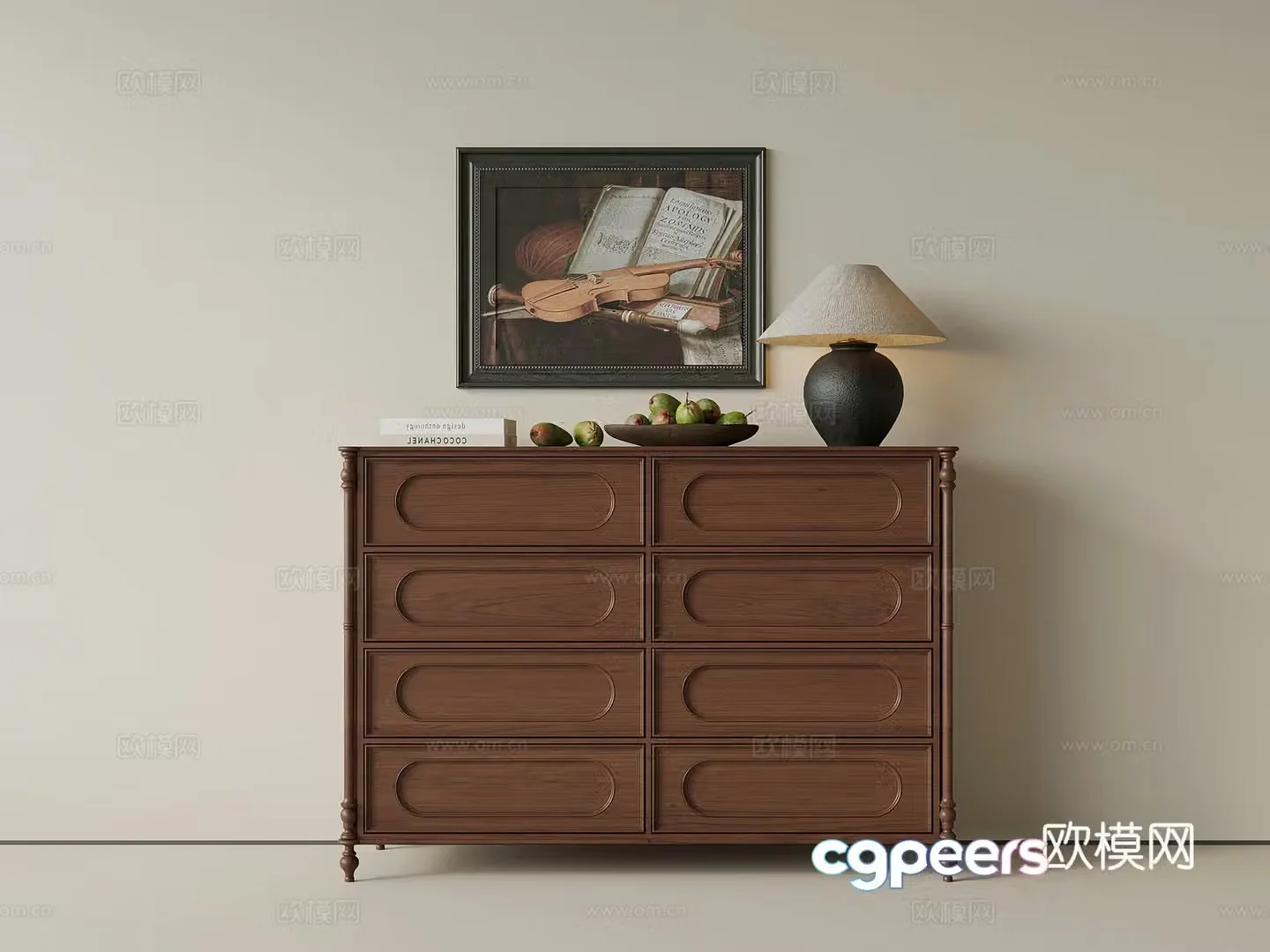 French retro style entrance cabinet side cabinet chest 3d model