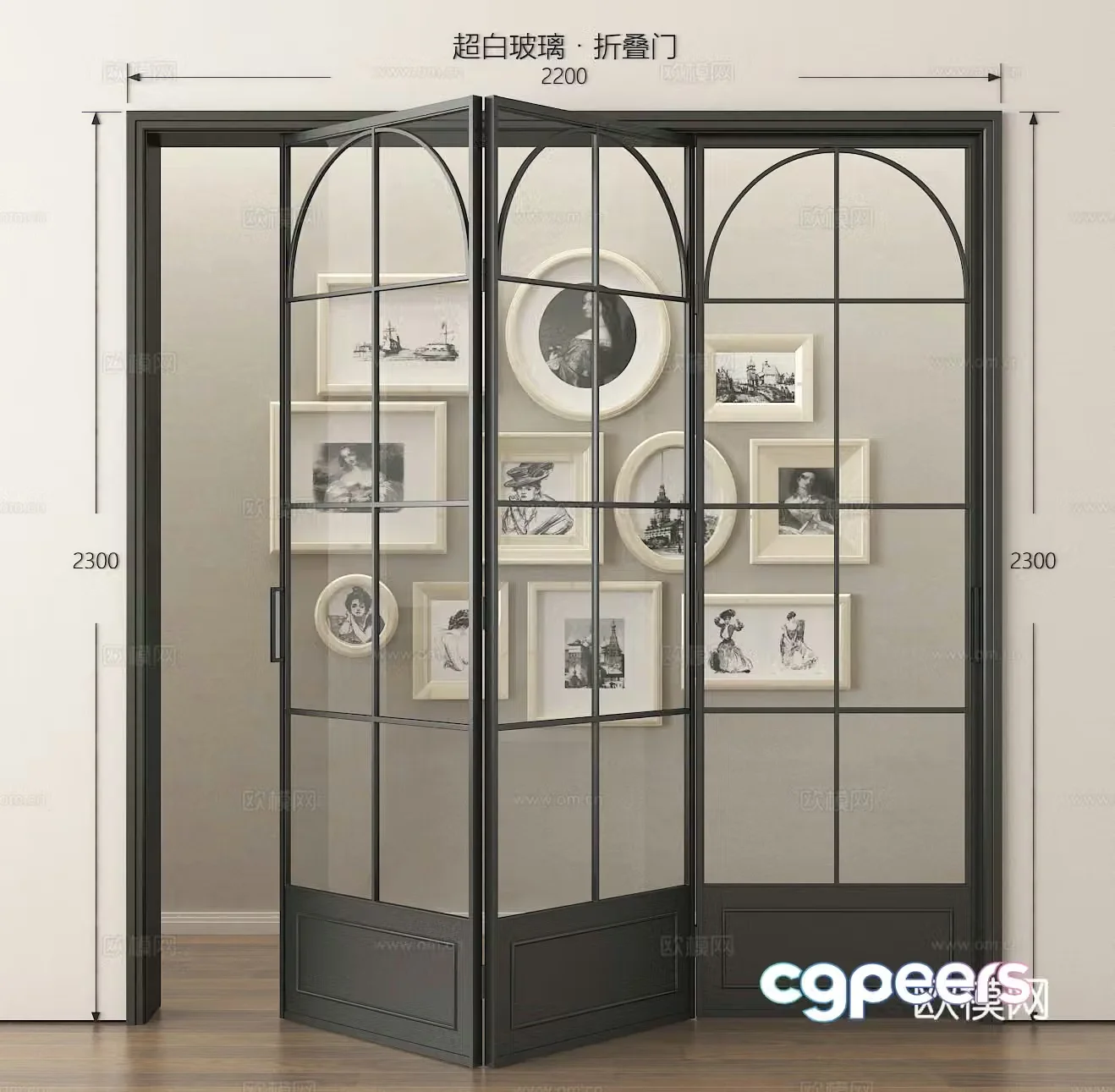 Folding door glass door sliding door sliding door 3d model