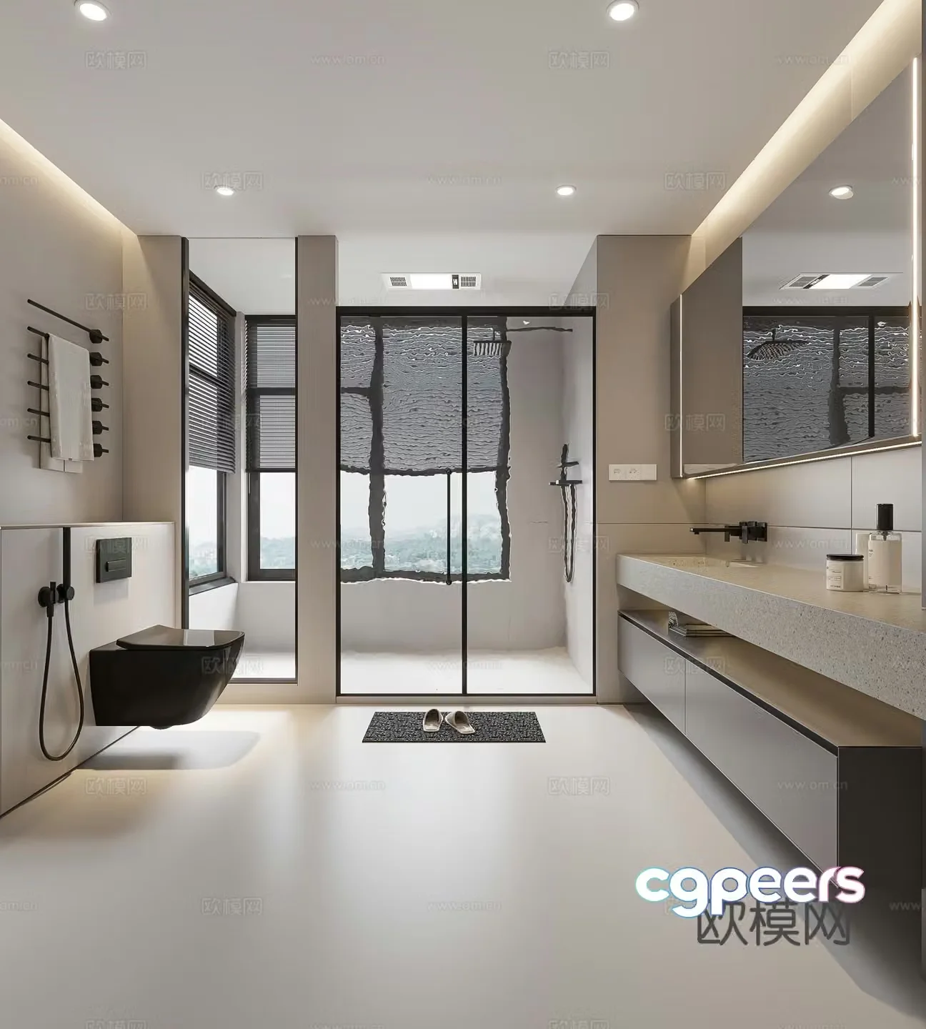 Modern bathroom bathroom cabinet washbasin mirror cabinet toilet 3d model