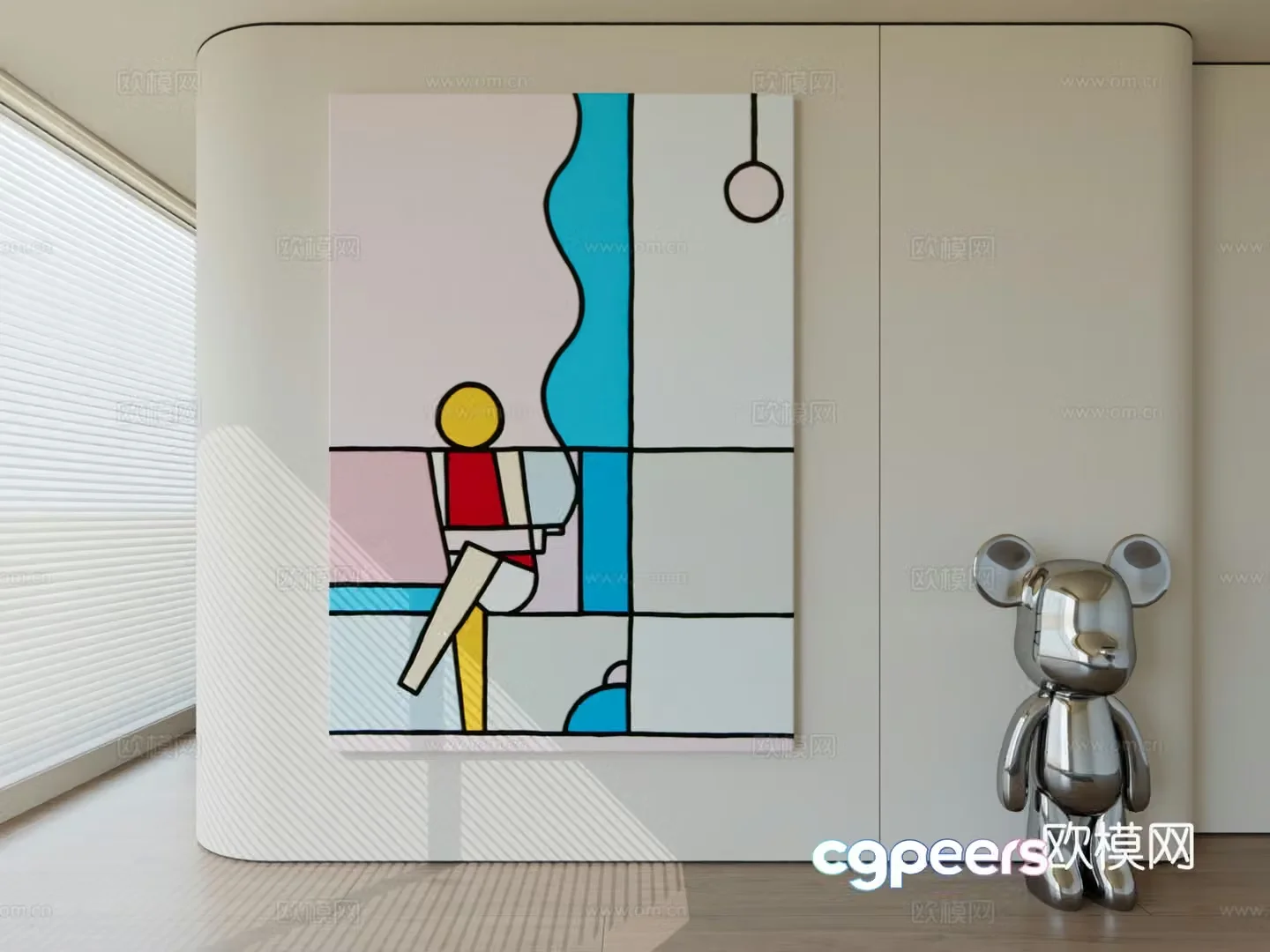 Modern minimalist hanging painting abstract art hanging painting 3d model