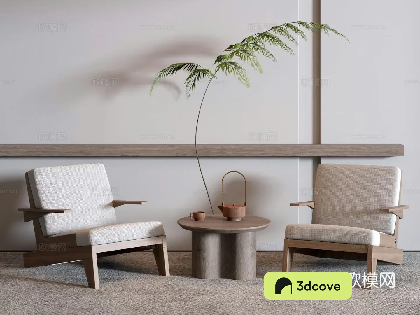 Wasabi Middle Ancient Casual Sofa Coffee Table Side Table 3D Model