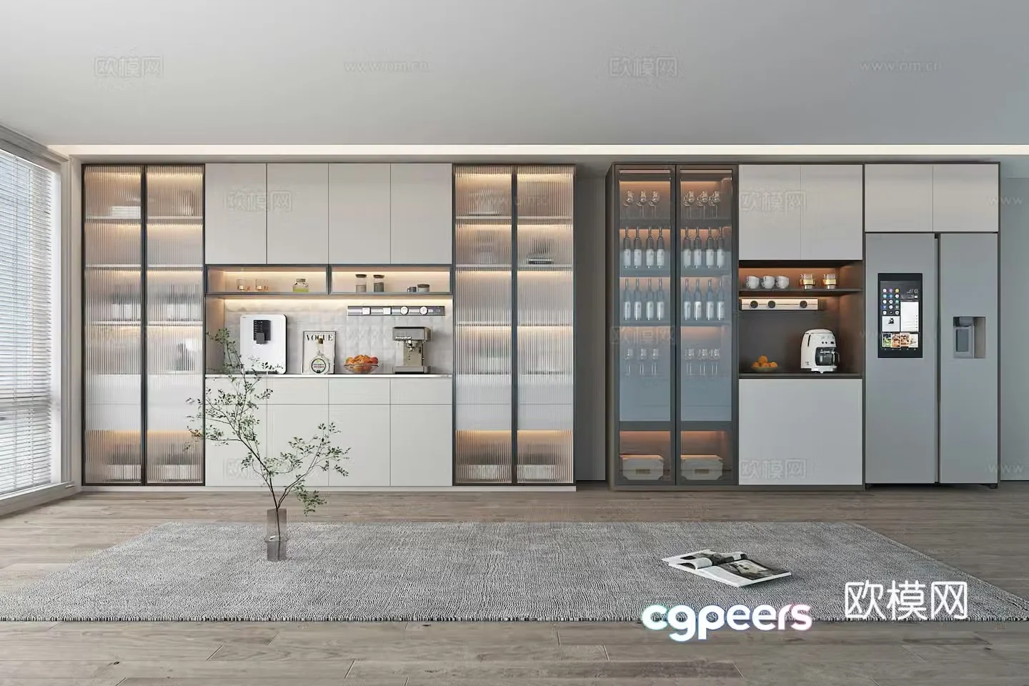 Modern sideboard wine cabinet restaurant cabinet 3d model