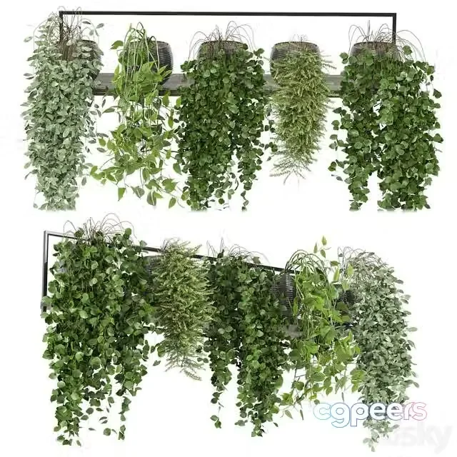 3ds Max Free – Indoor plants in rusty concrete pot on metal shelf – Set 0088