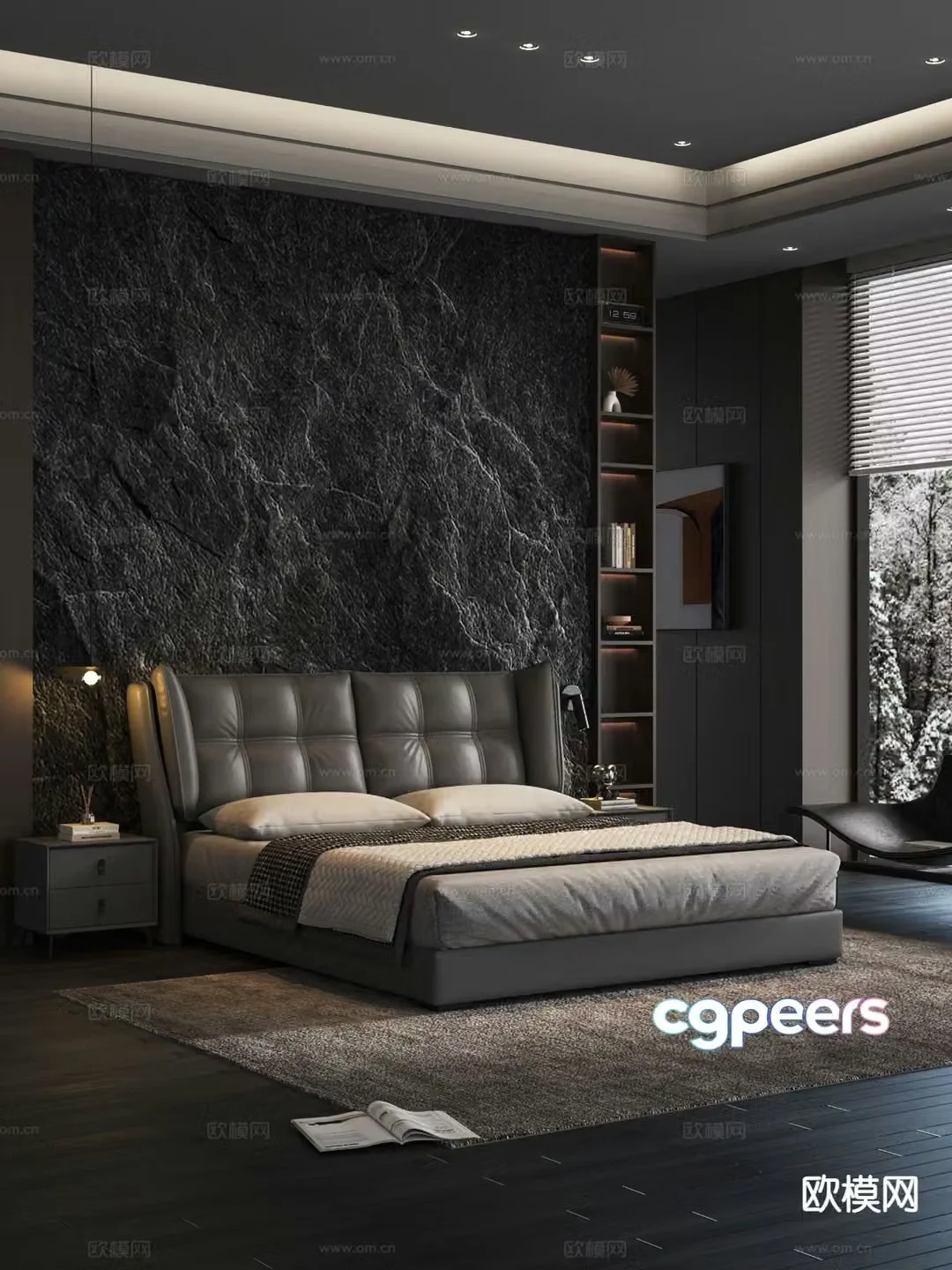 Italian double bed 3d model