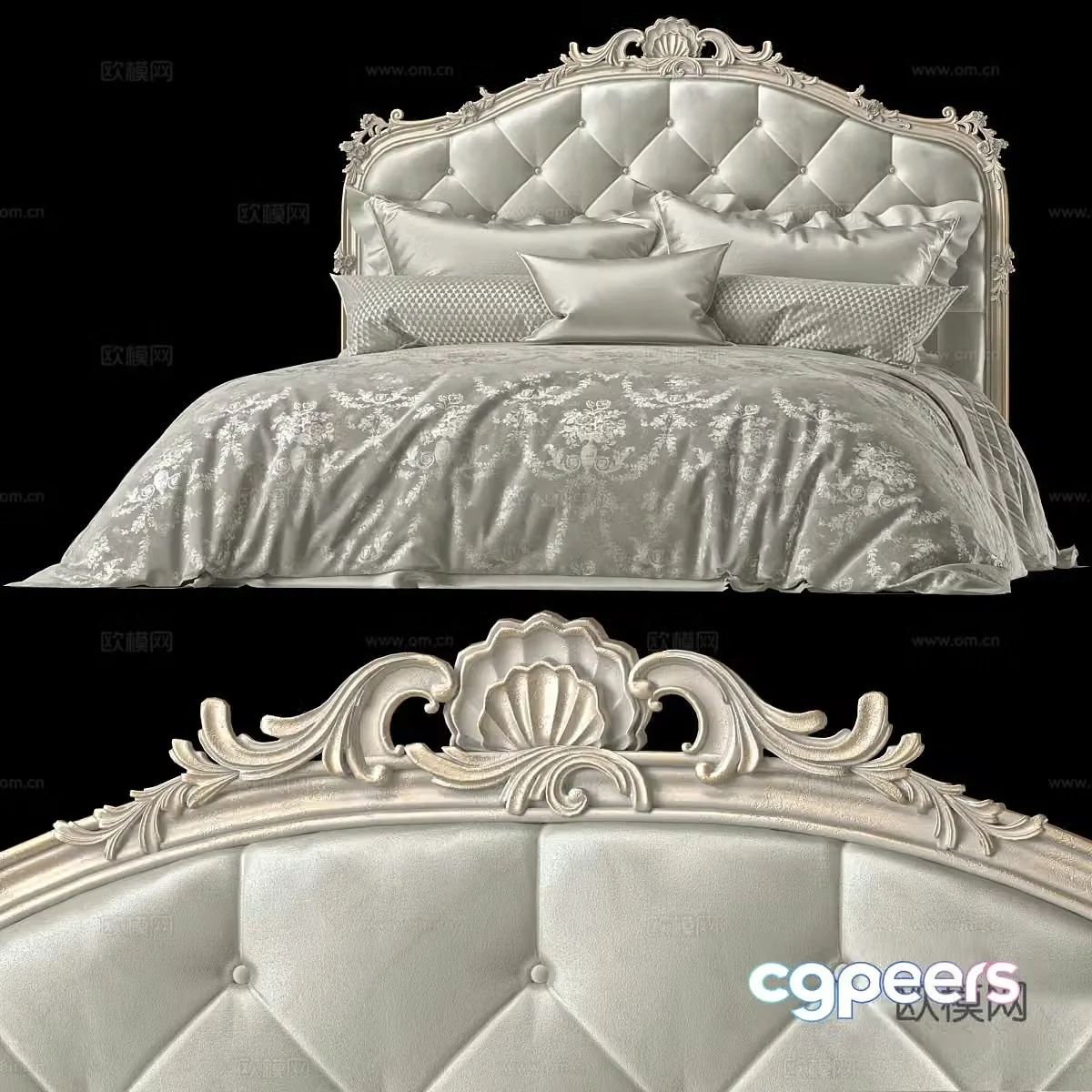 European style double bed double bed 3d model