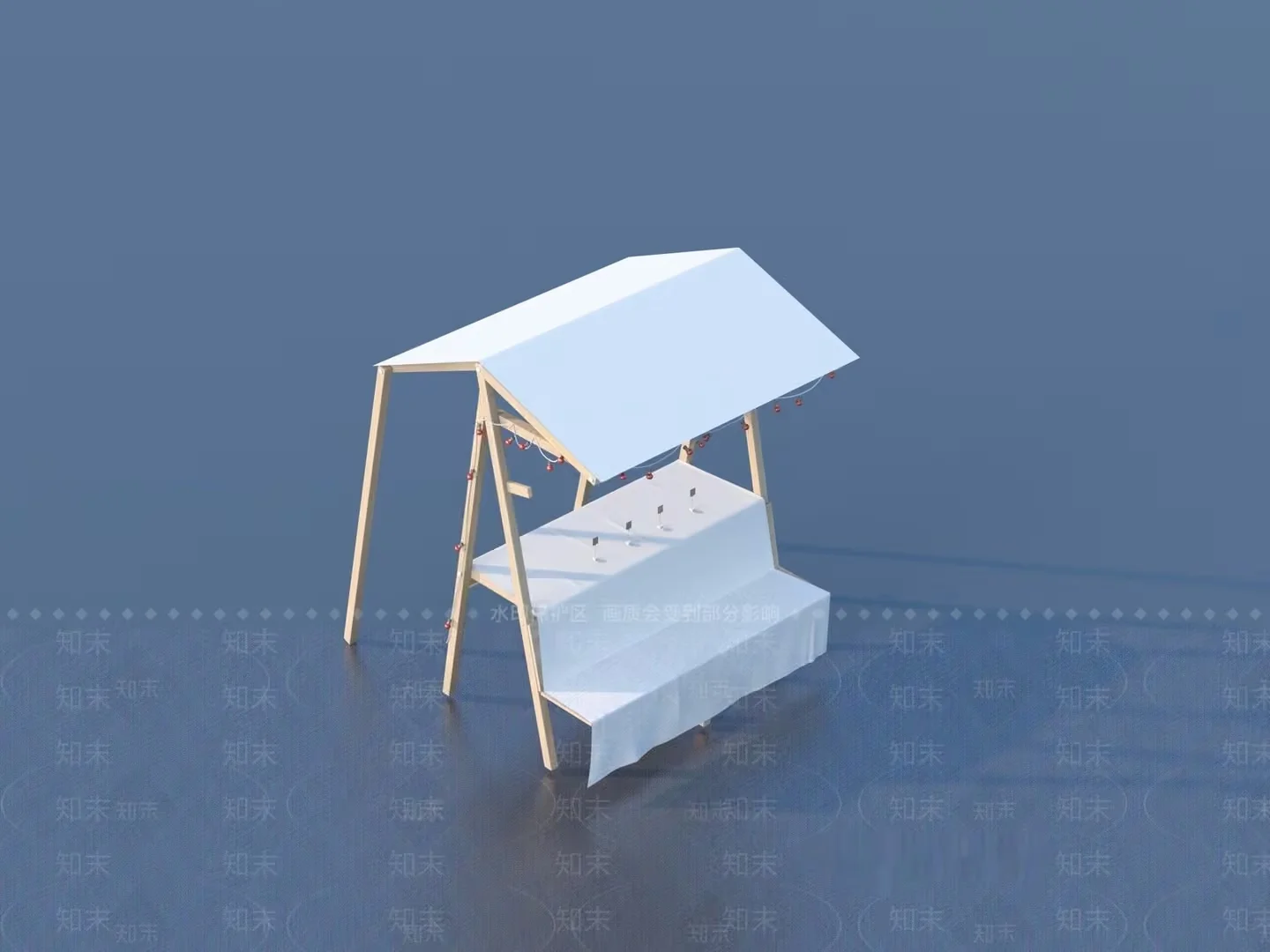 A Wooden Swing Set With A Canopy And A Table 3D Model – 10577 – VRAY Render