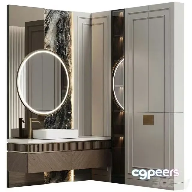 3ds Max Free – Bathroom furniture 35 in neoclassical style