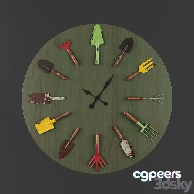 3ds Max Free – wall clock (MDF, metal) 91.8 cm x 7 cm