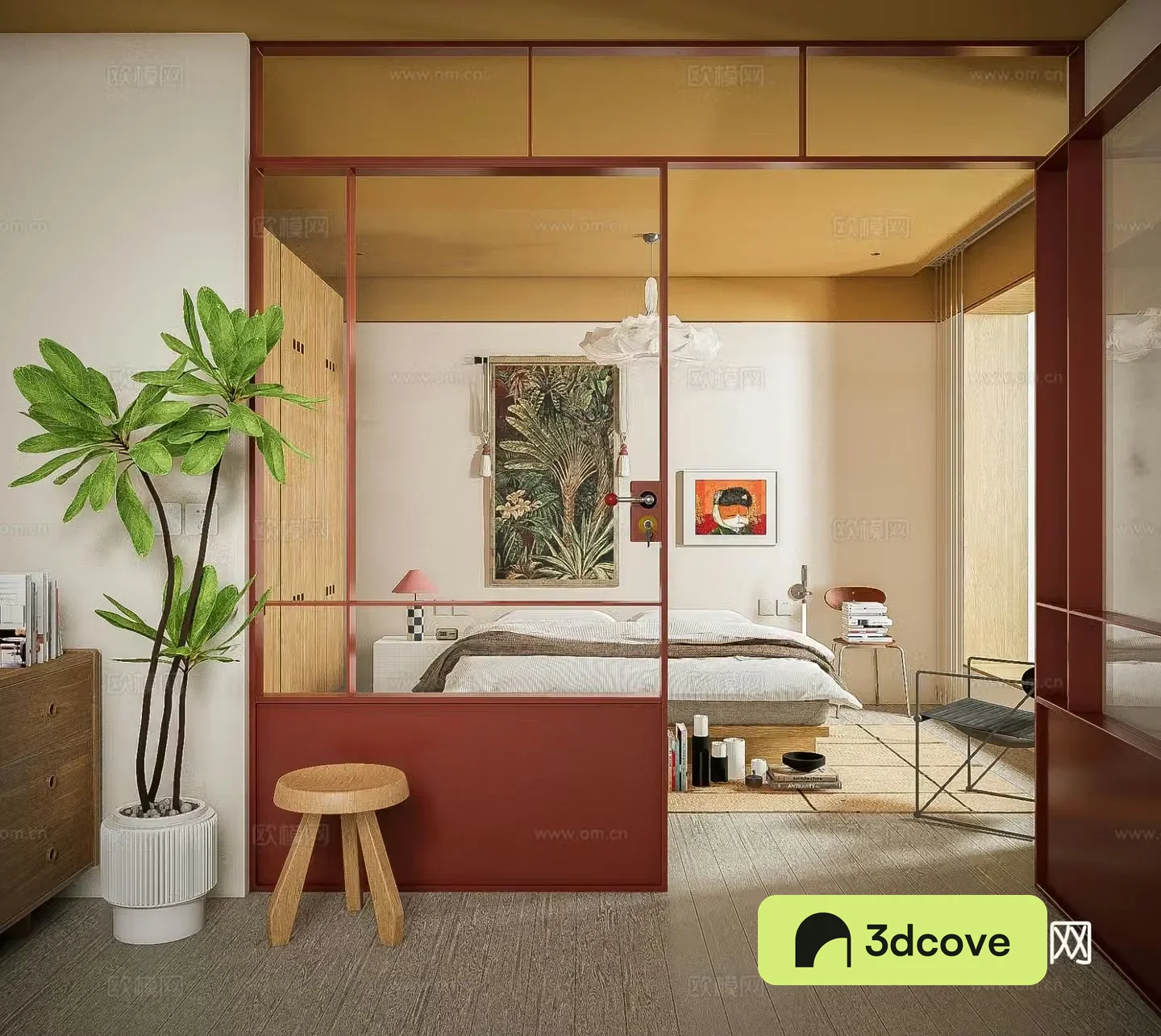 Medieval style bedroom retro bedroom Bauhaus bedroom