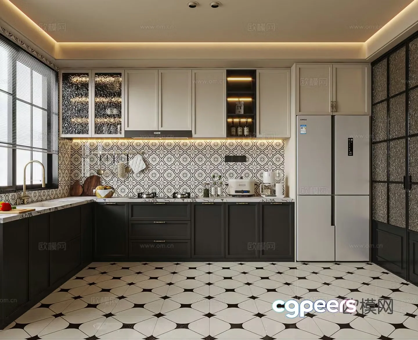 French retro kitchen 3d model