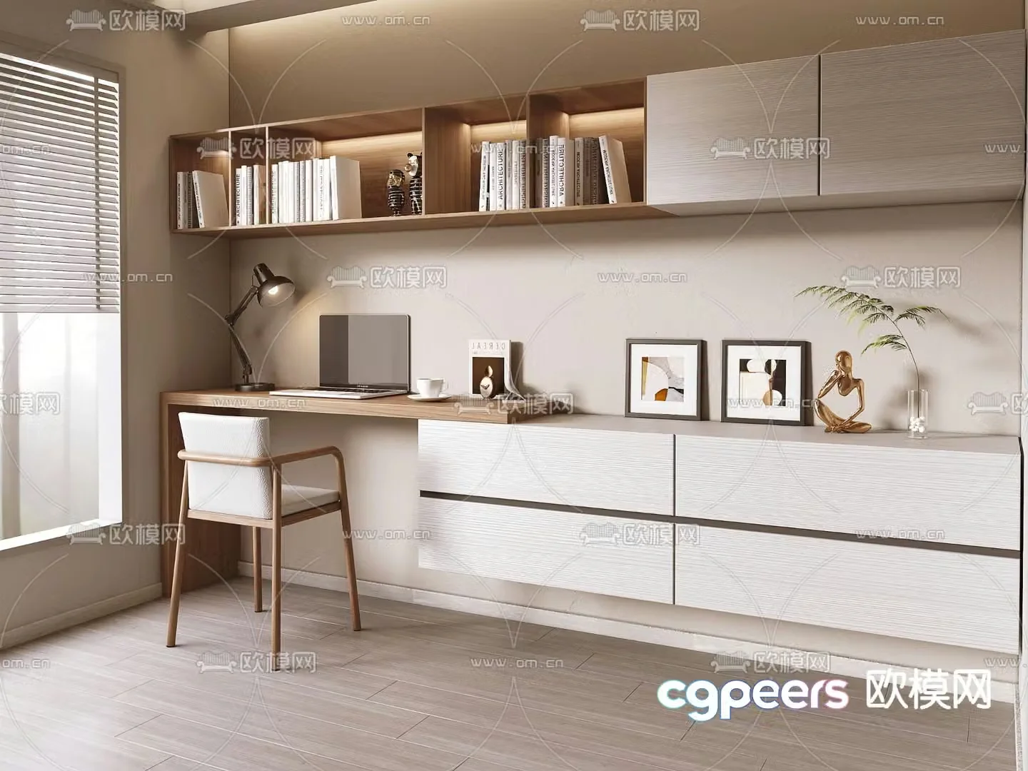 Italian desk suspended writing desk computer desk 3D model