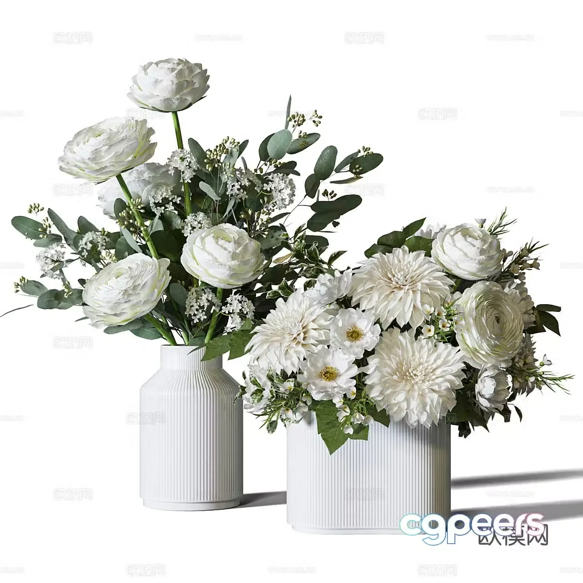 Modern Italian vase floral art 3d model