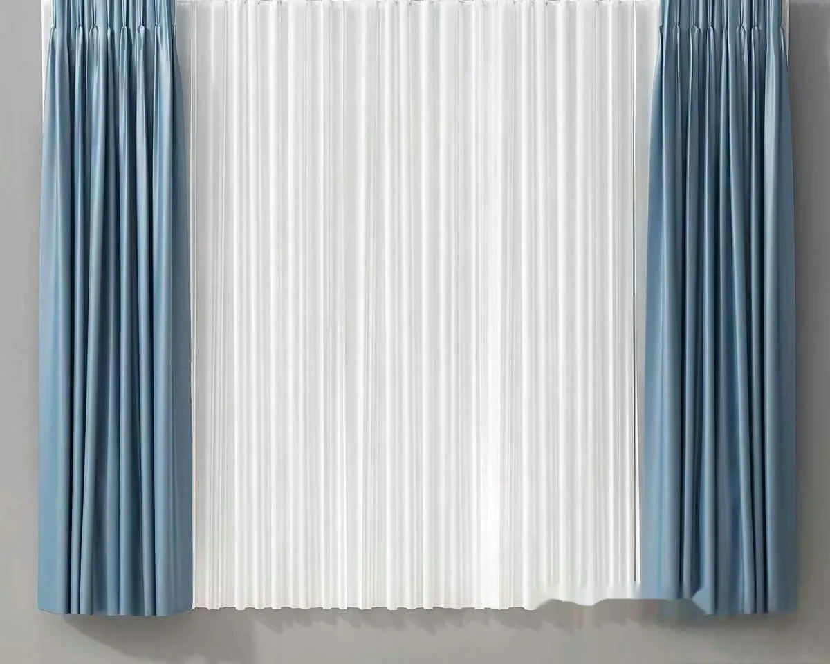Blue And White Curtains 3D Model – 11561 – VRAY Render