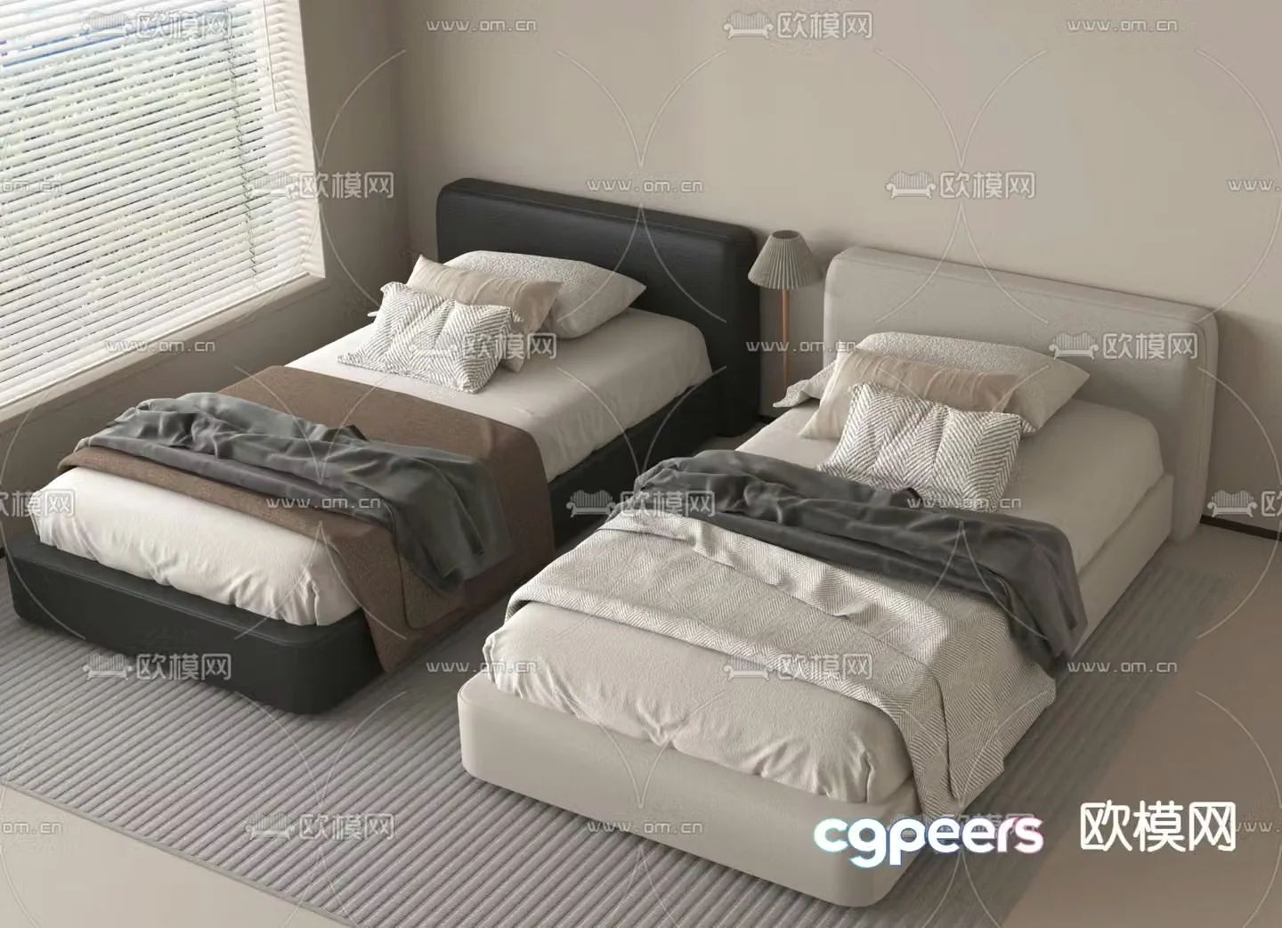 Modern double bed 3d model