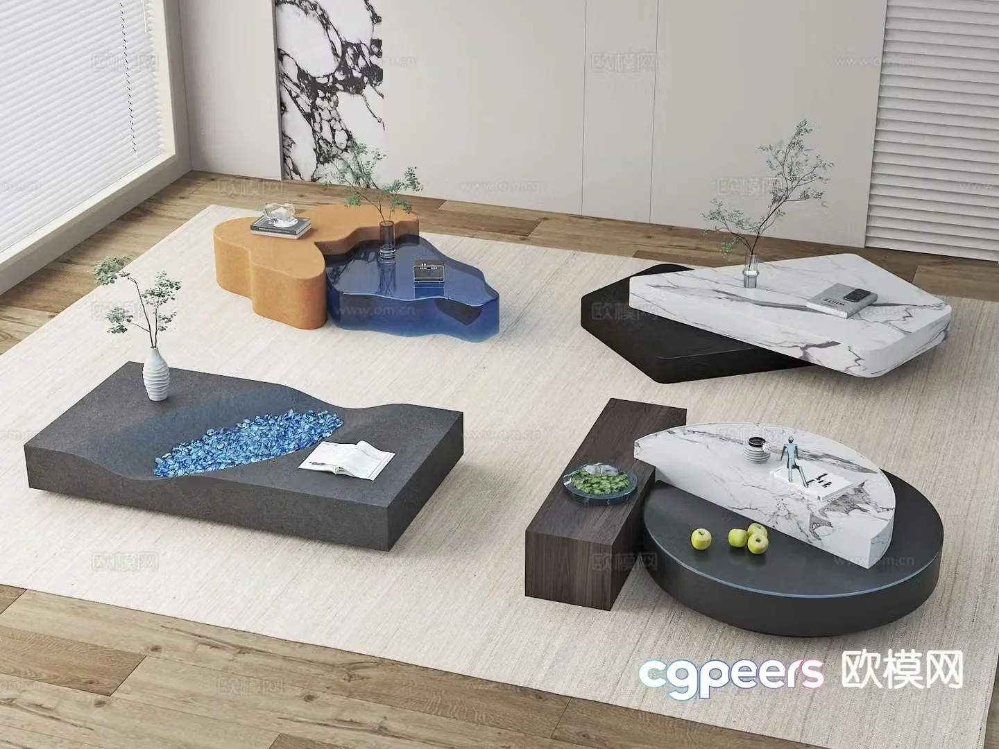 Special-shaped coffee table Mother-and-son coffee table 3D model