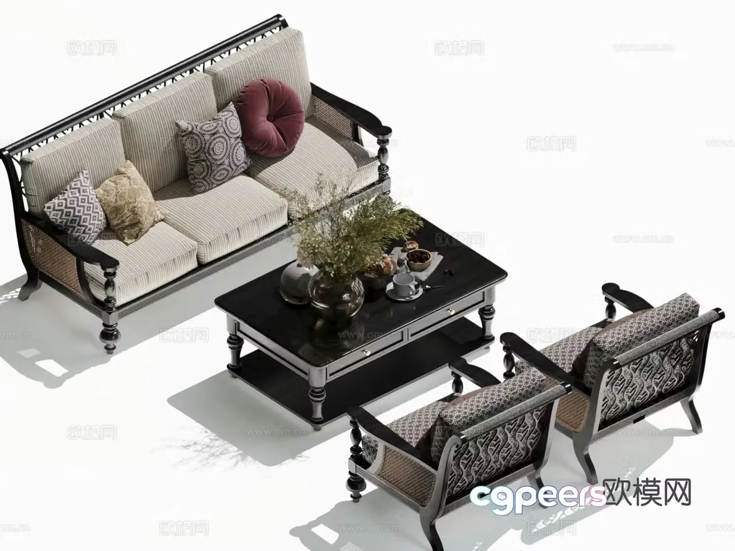 Simple European modular sofa 3D model