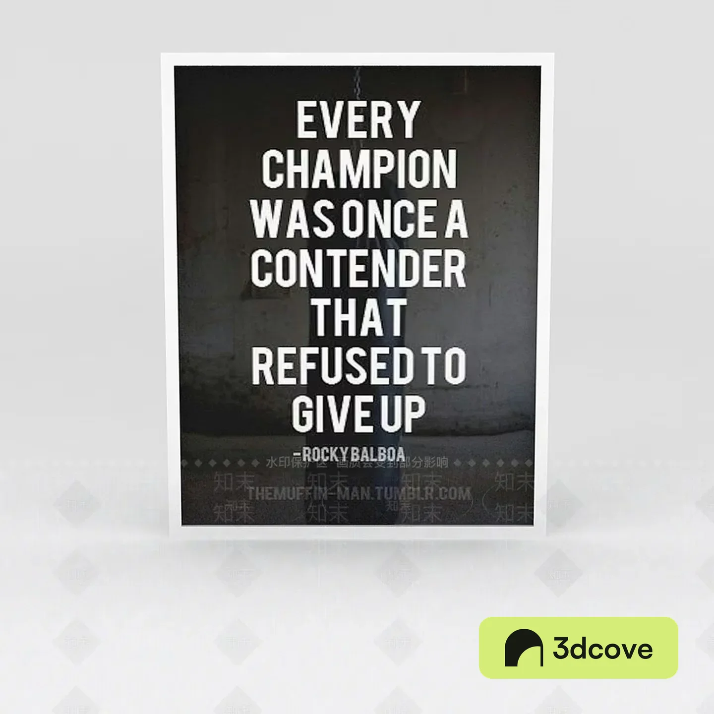 The Single Main Subject Is A Motivational Poster With A Quote From Rocky Balboa