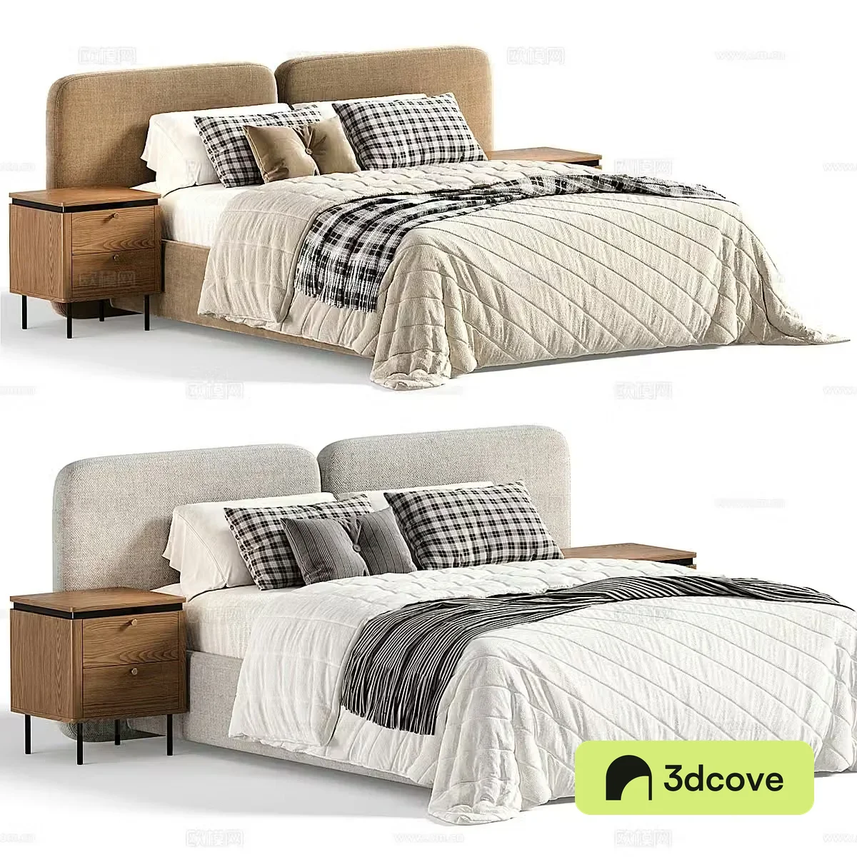 New Chinese Tadao fabric double bed