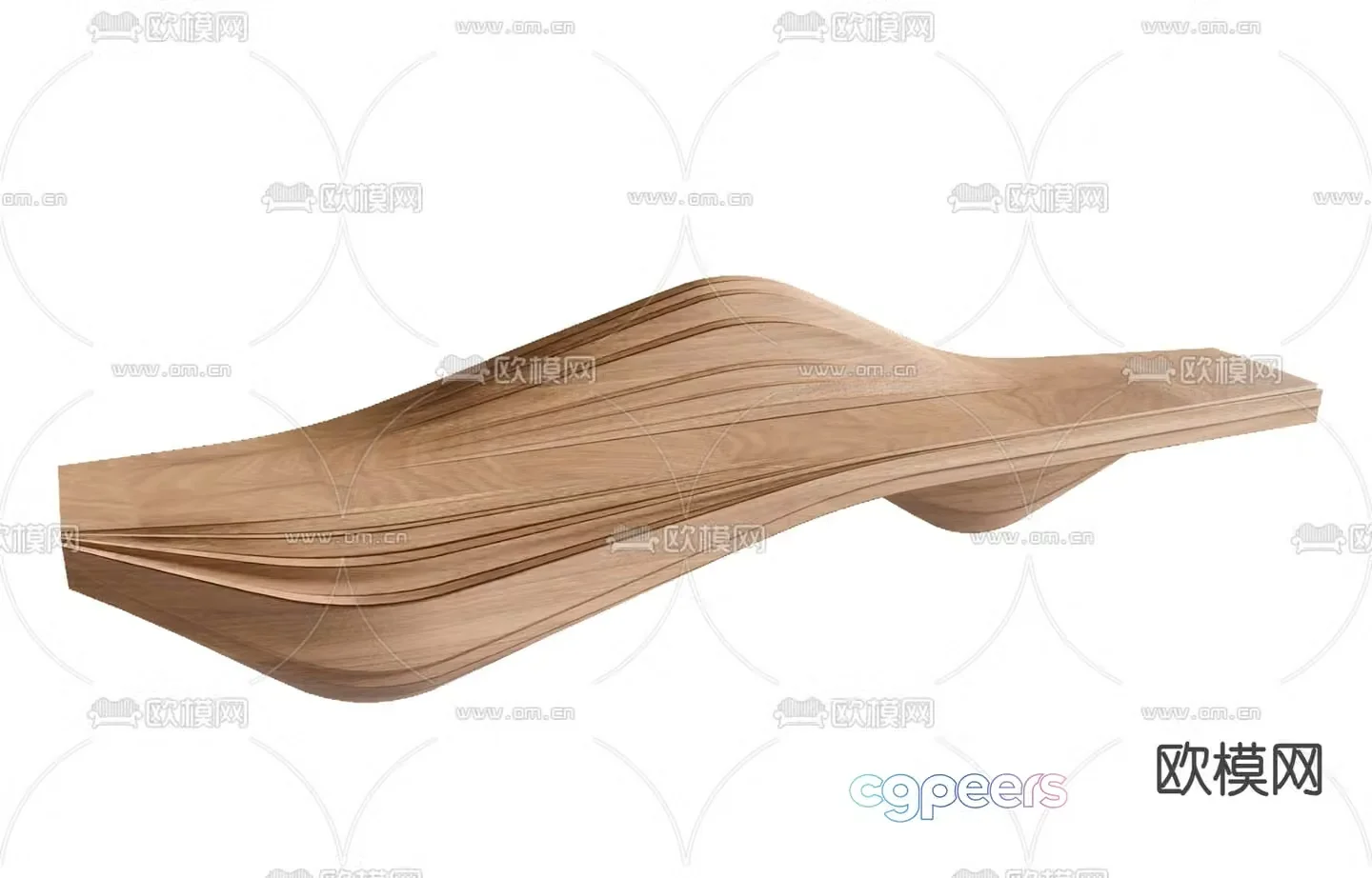 Solid wood outdoor bench special shaped bench 3d model