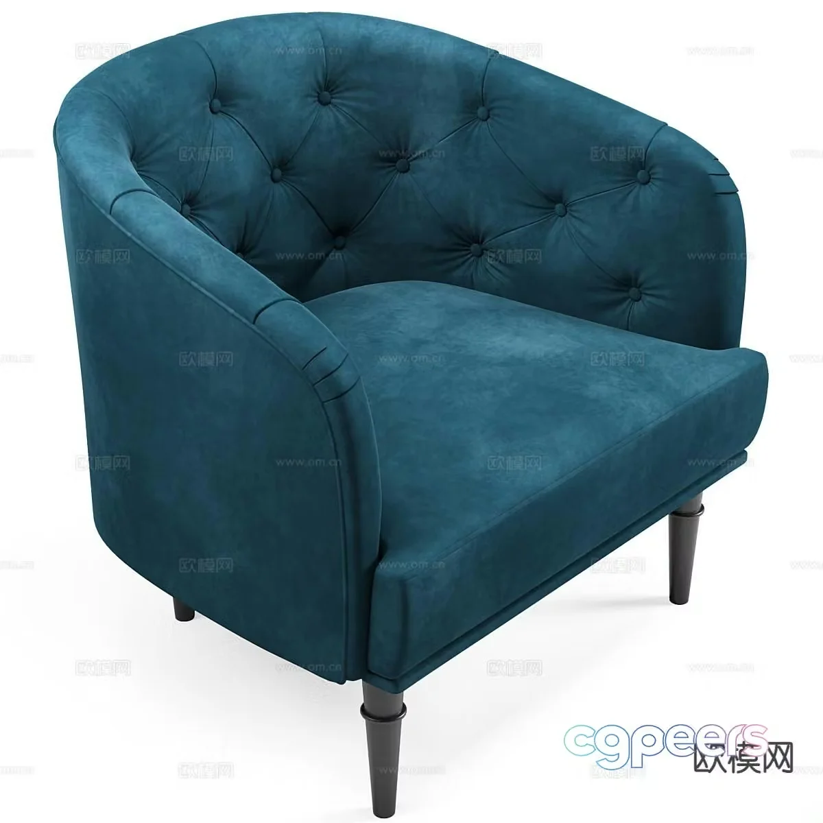 European classical fabric sofa single sofa 3d model