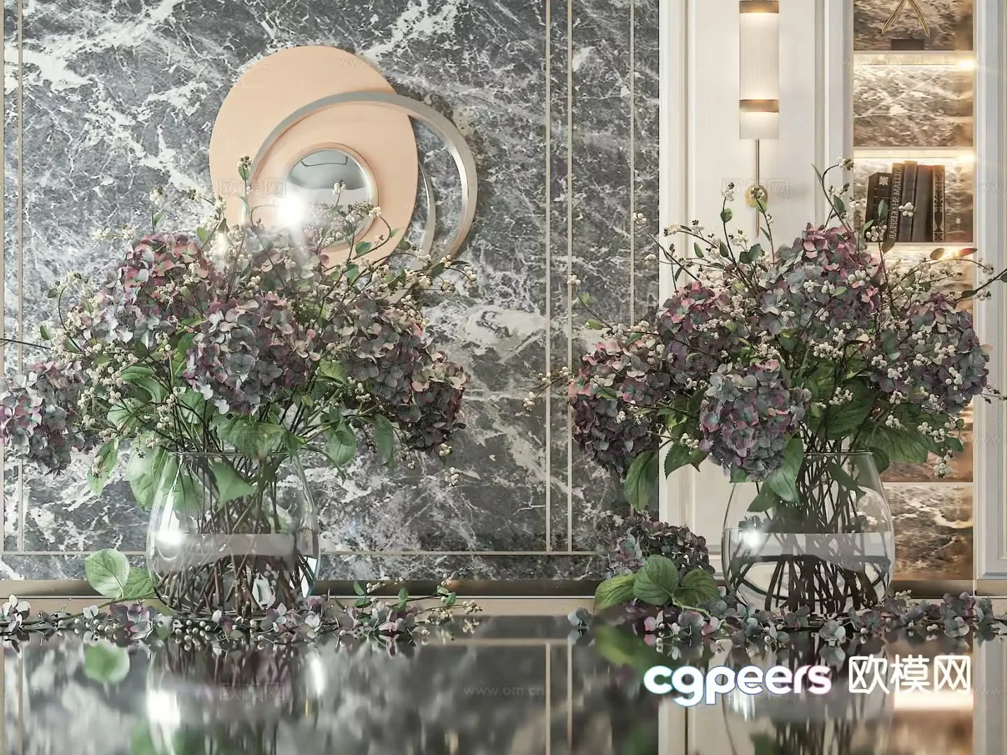 modern vase floral arrangement flower arrangement flowers 3d model