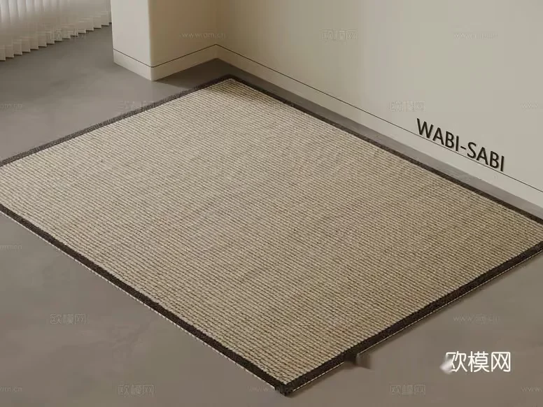 A Beige Rug With A Dark Brown Border 3D Model – 8064 – VRAY Render