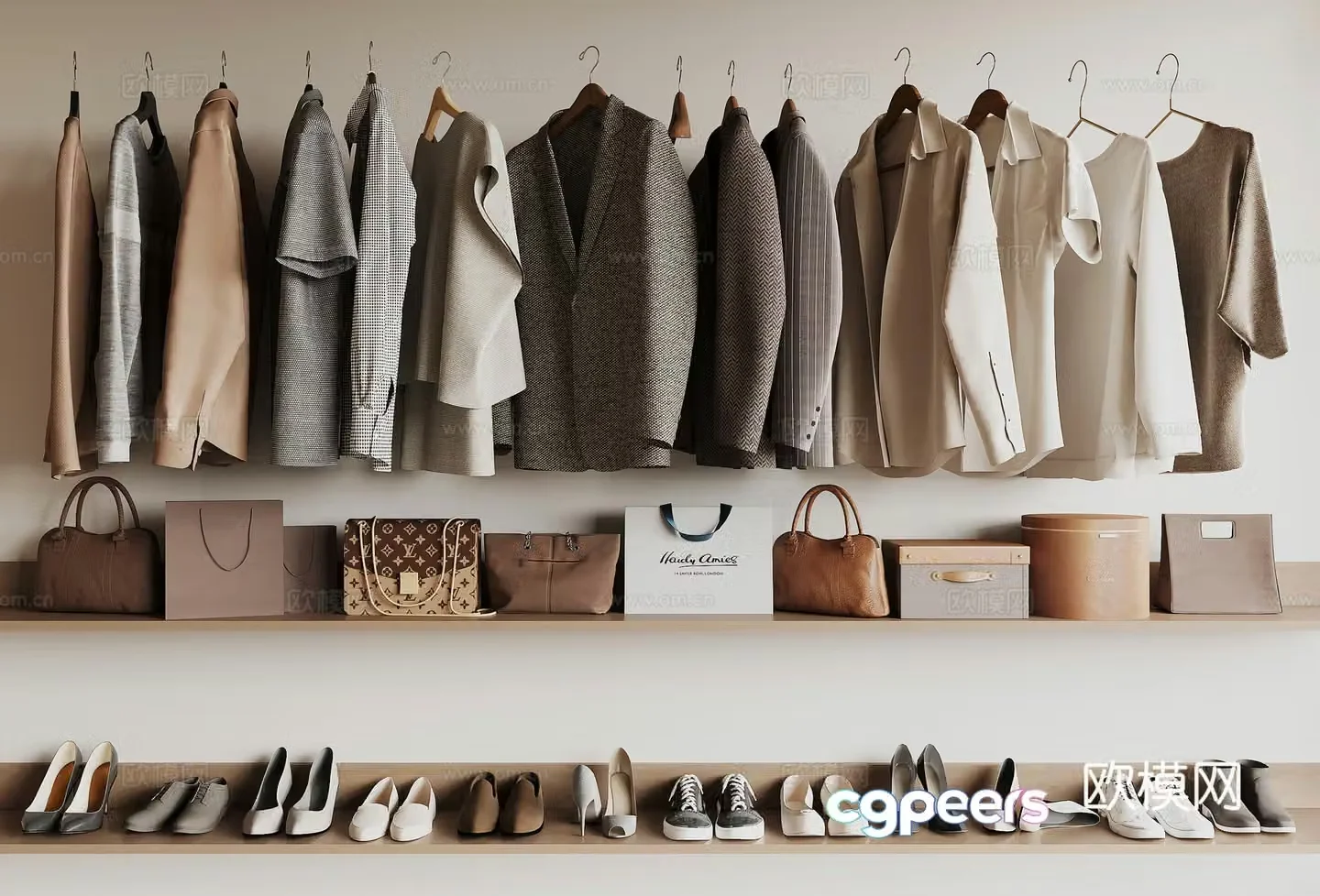 Modern clothing shoes bags clothing clothes shoes 3d model
