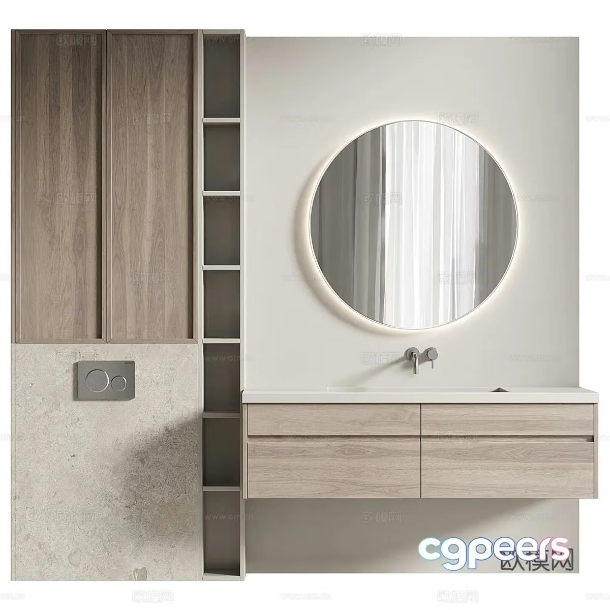 New Chinese style bathroom cabinet 3d model