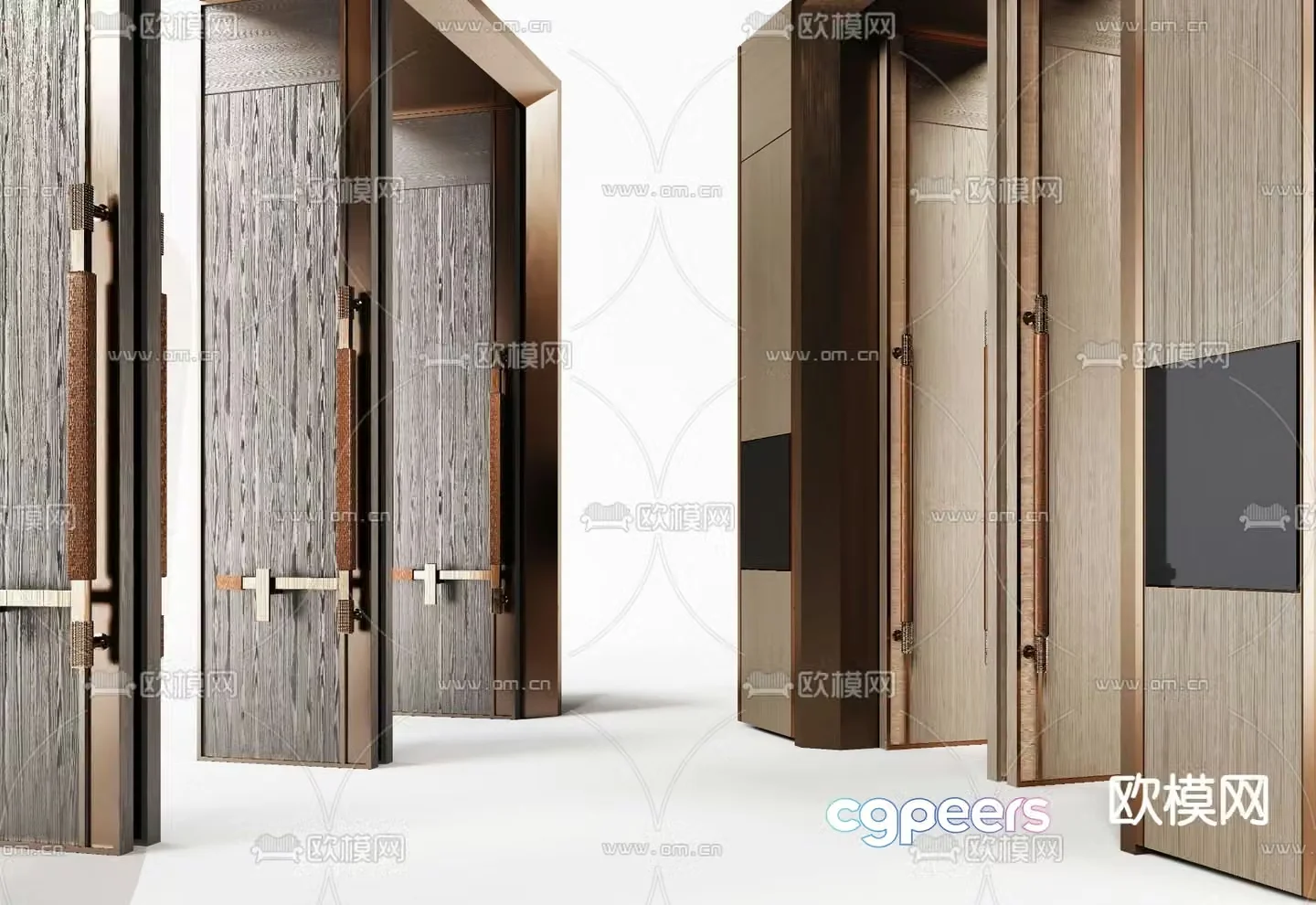 New Chinese style double-opening door Banquet front hall door 3D model