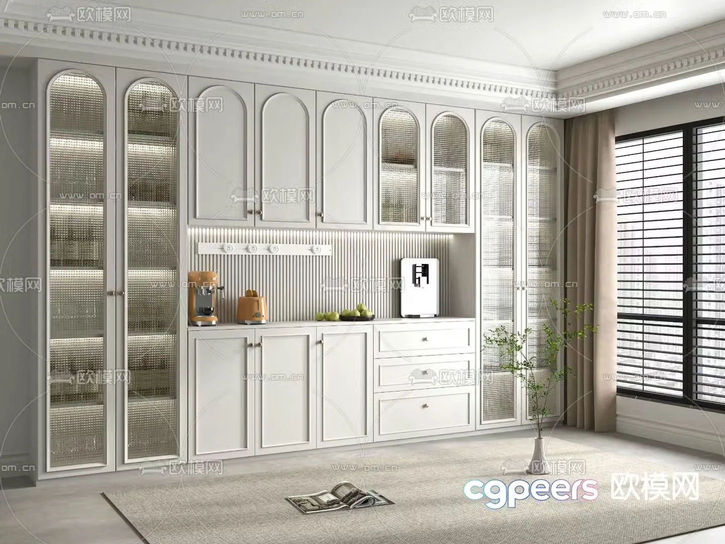 Jane European wine cabinet sideboard storage cabinet 3D model