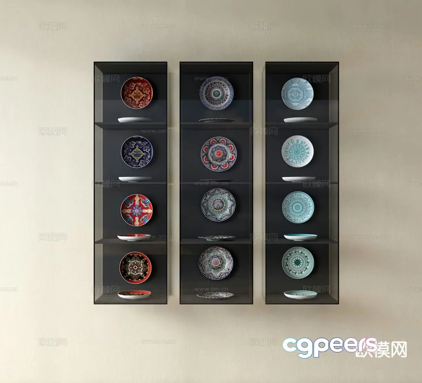 New Chinese plate wall decoration 3d model