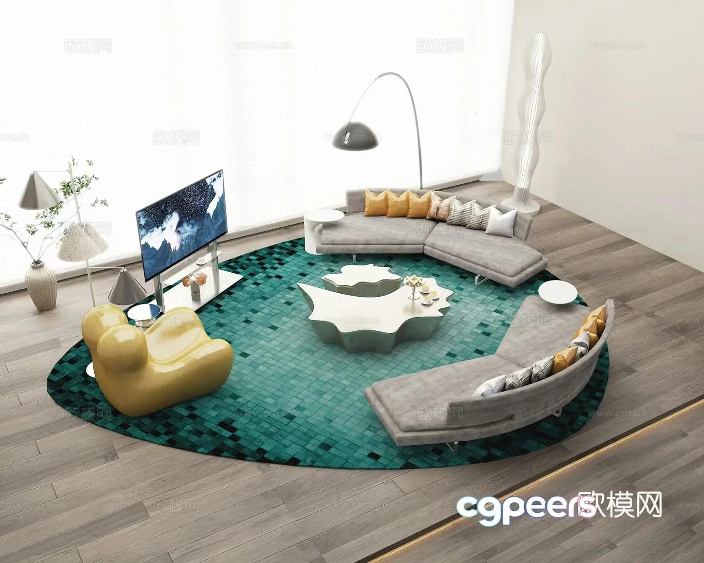 Modern sectional sofa 3d model