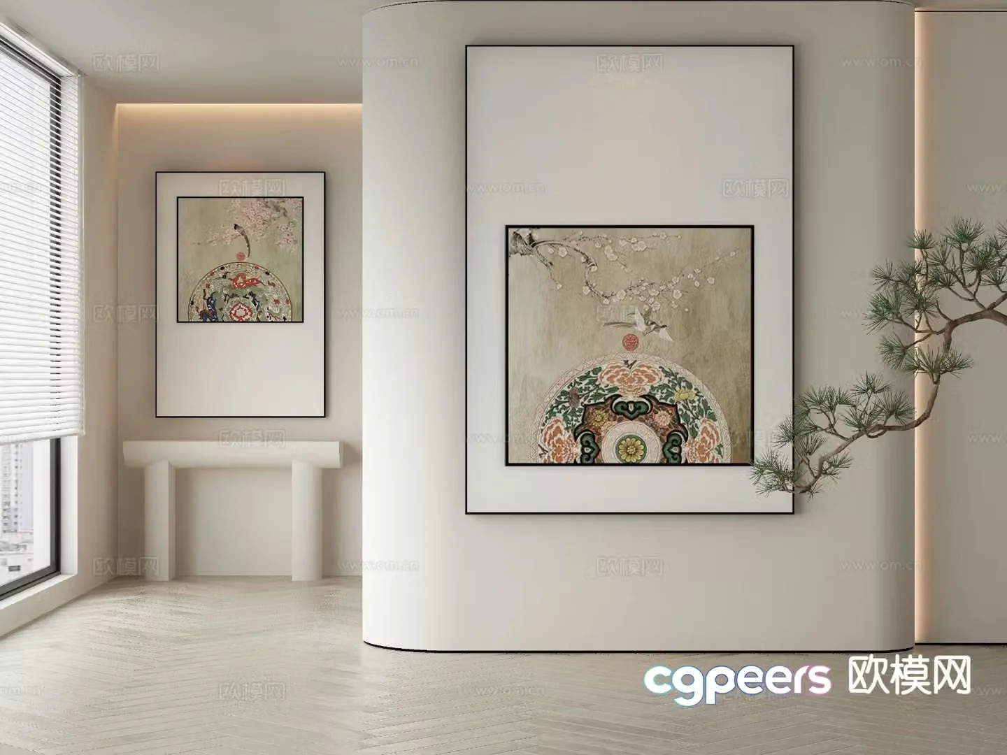 New Chinese style decorative painting national trend hanging painting flower and bird painting 3D model