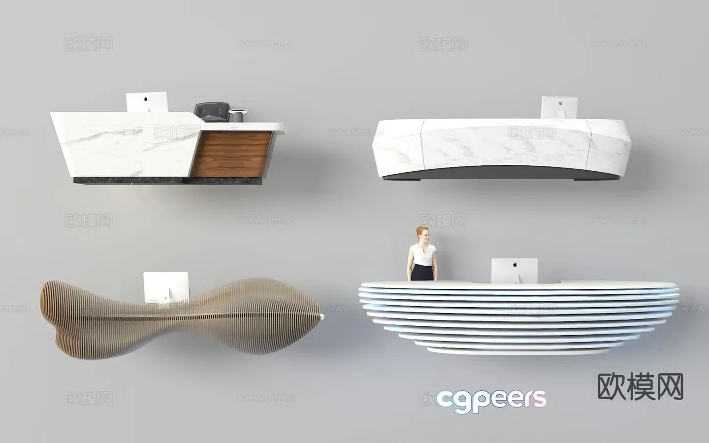 Modern front desk reception desk service desk 3d model