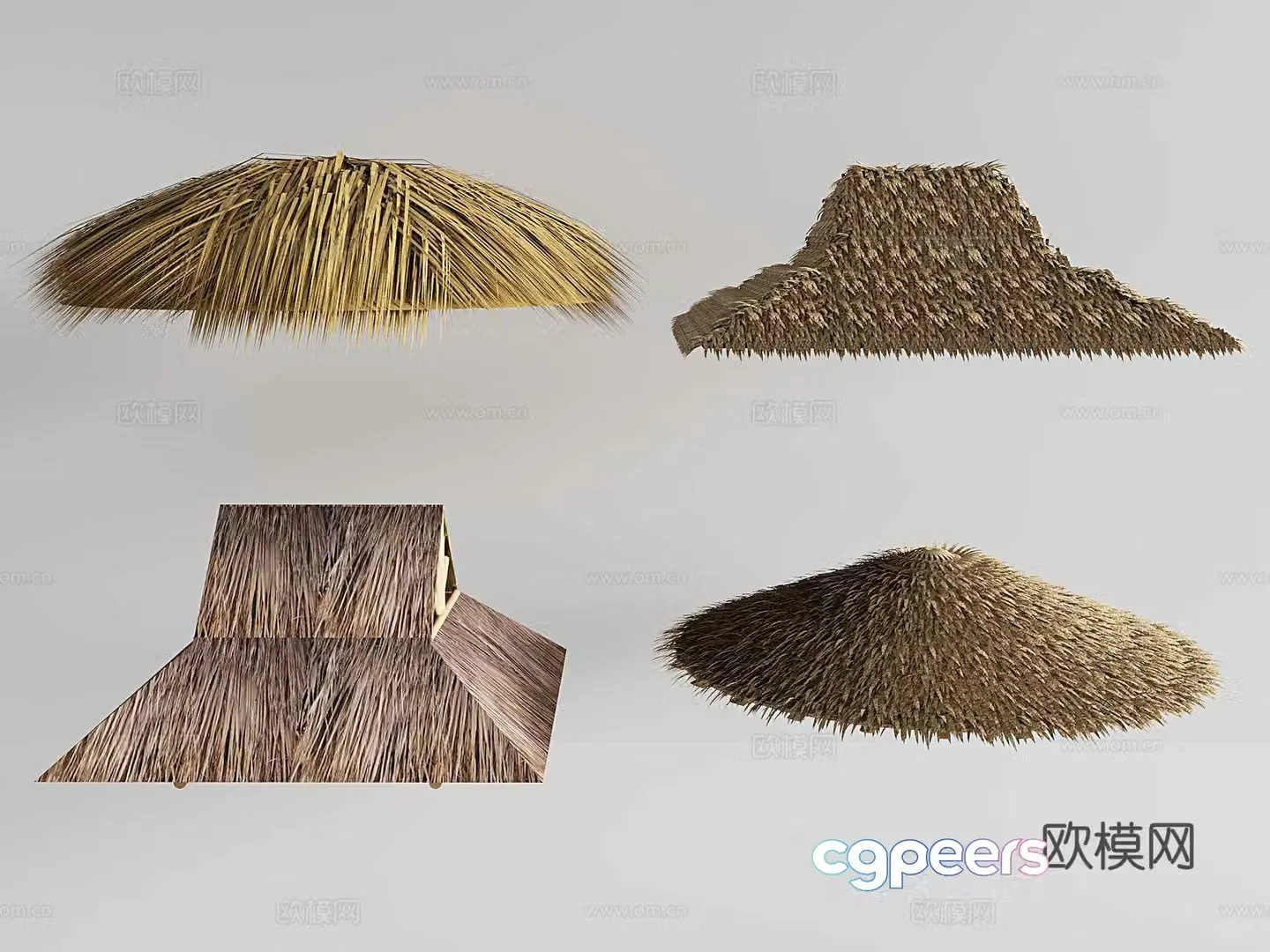 Modern thatched hut roof thatched hut straw haystack roof 3d model