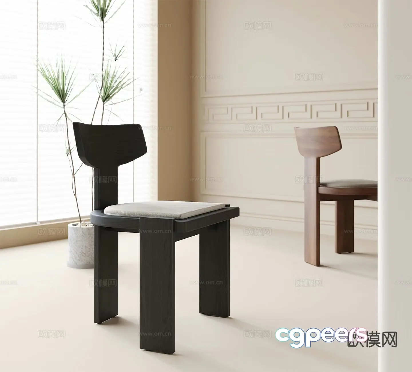 Wabi-sabi chair dining chair 3d model