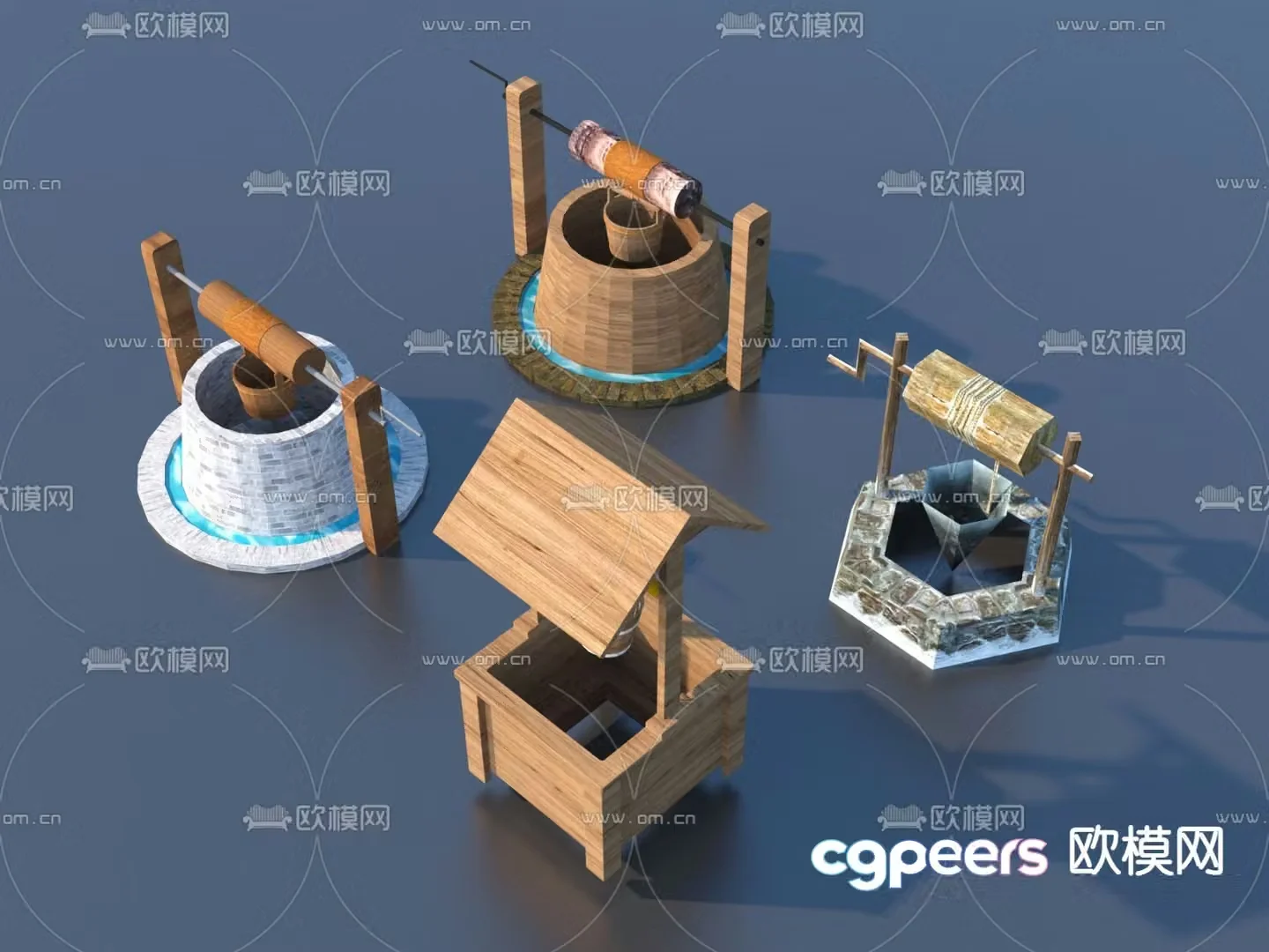Farming sketches farm tools ancient water well 3D model