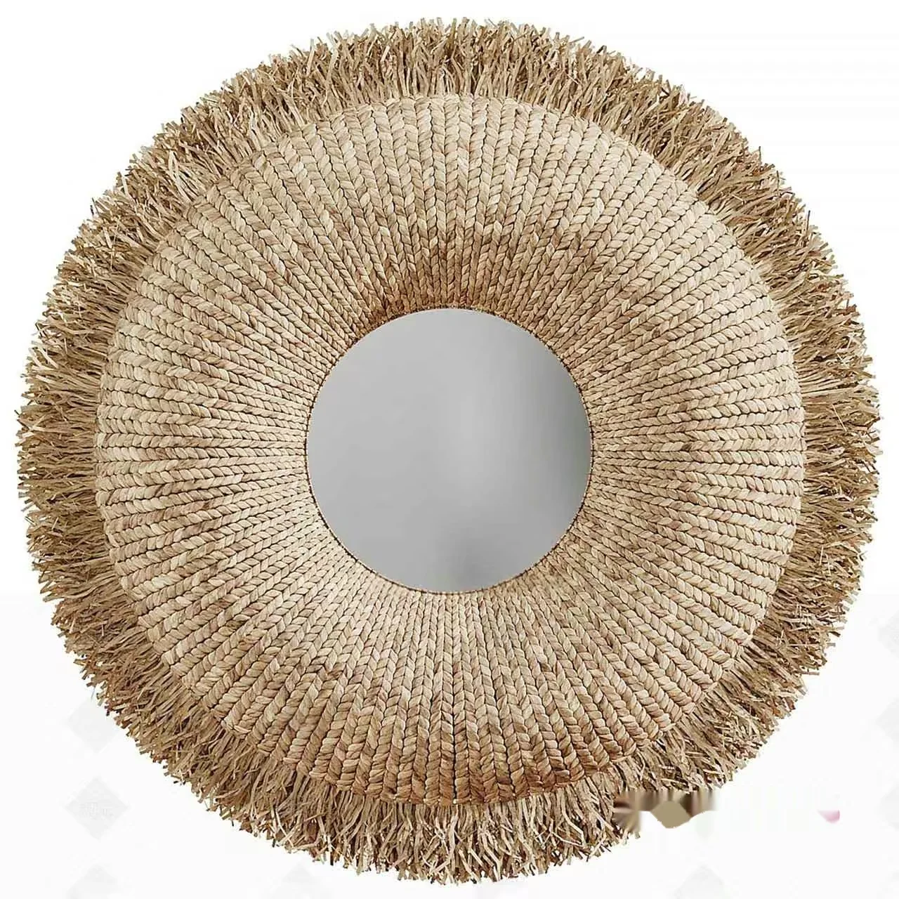 A Round Mirror With A Woven Straw Frame 3D Model – 4493 – CORONA Render