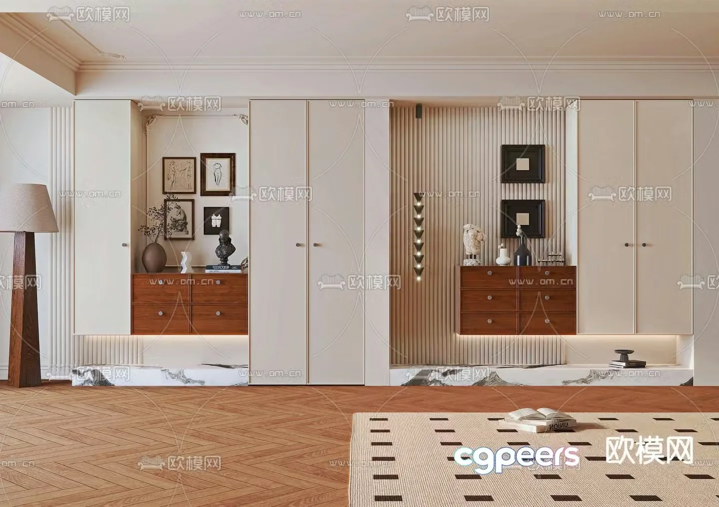 Middle-aged shoe cabinet hanging porch cabinet 3D model