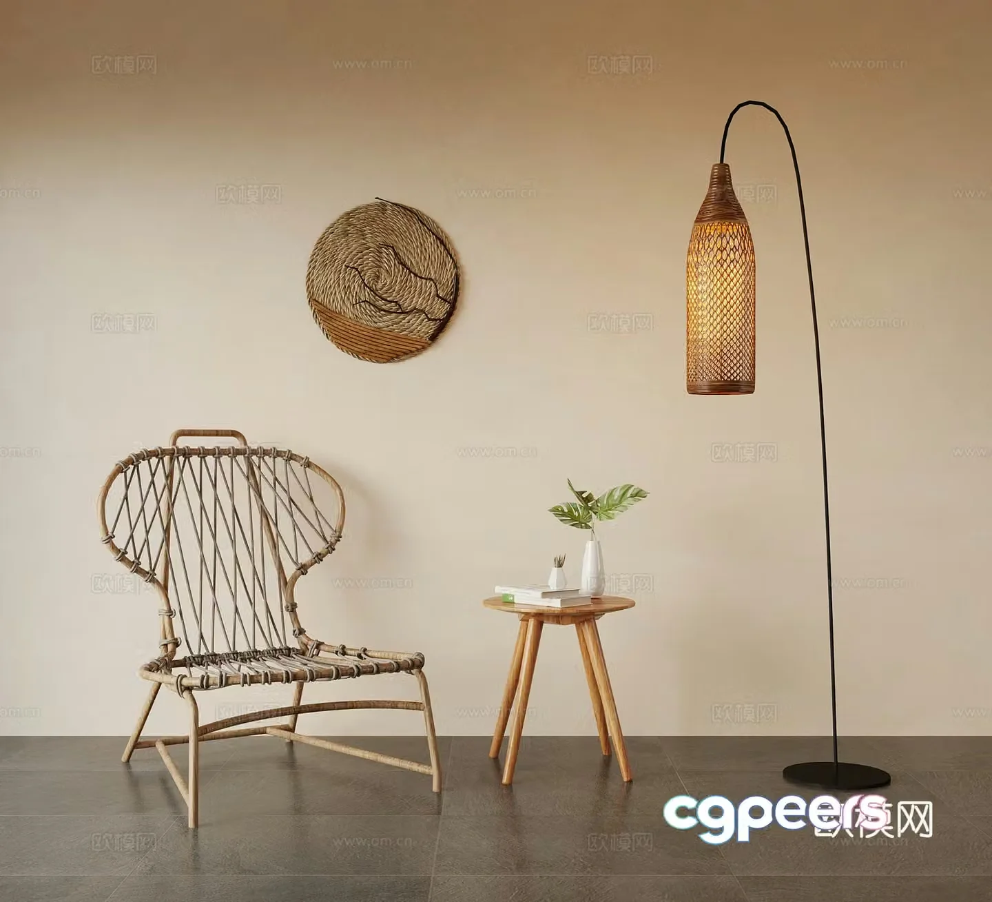 Leisure chair Jijifeng leisure chair side table floor lamp 3d model