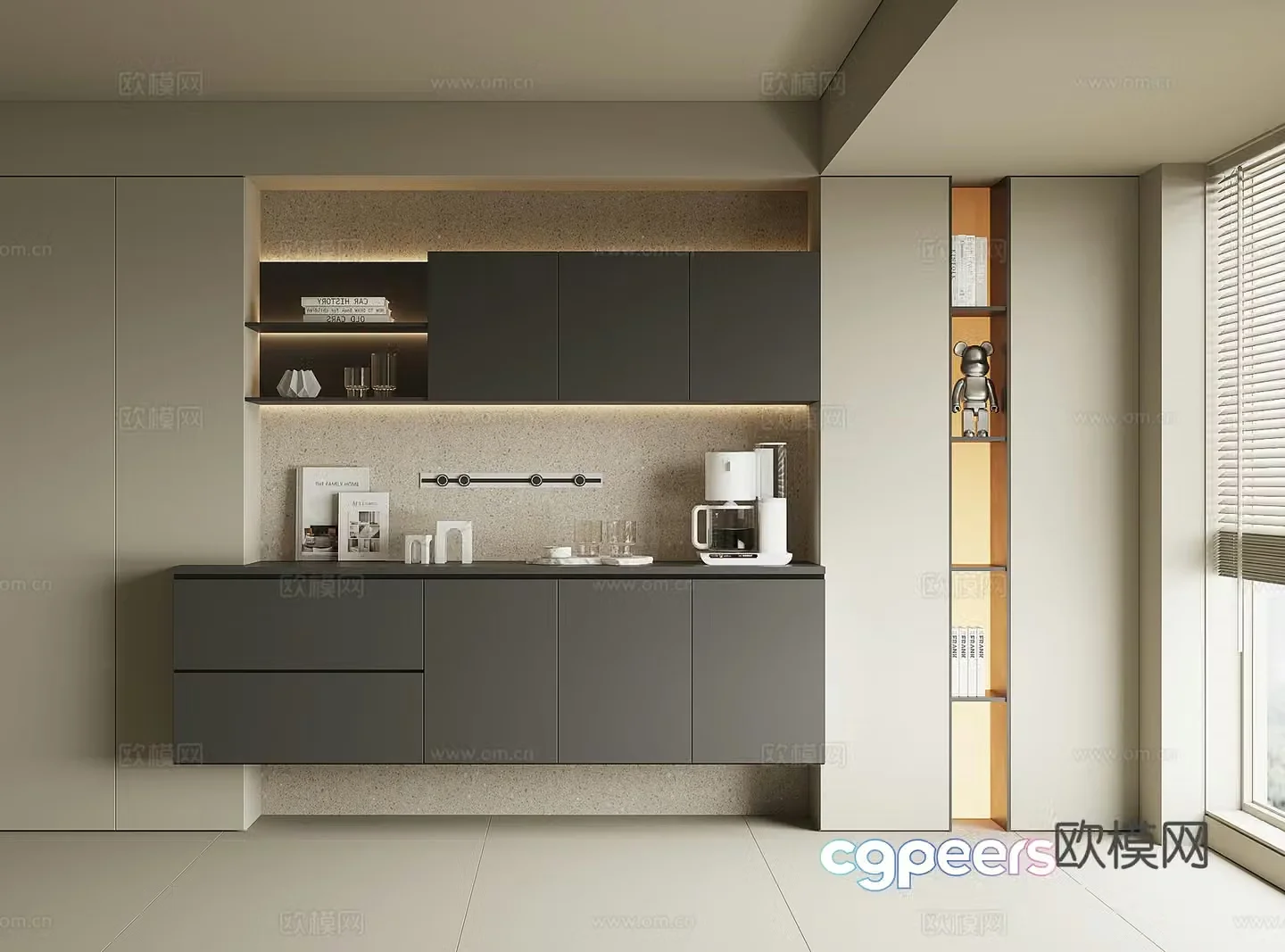 Modern wine cabinet sideboard 3D model