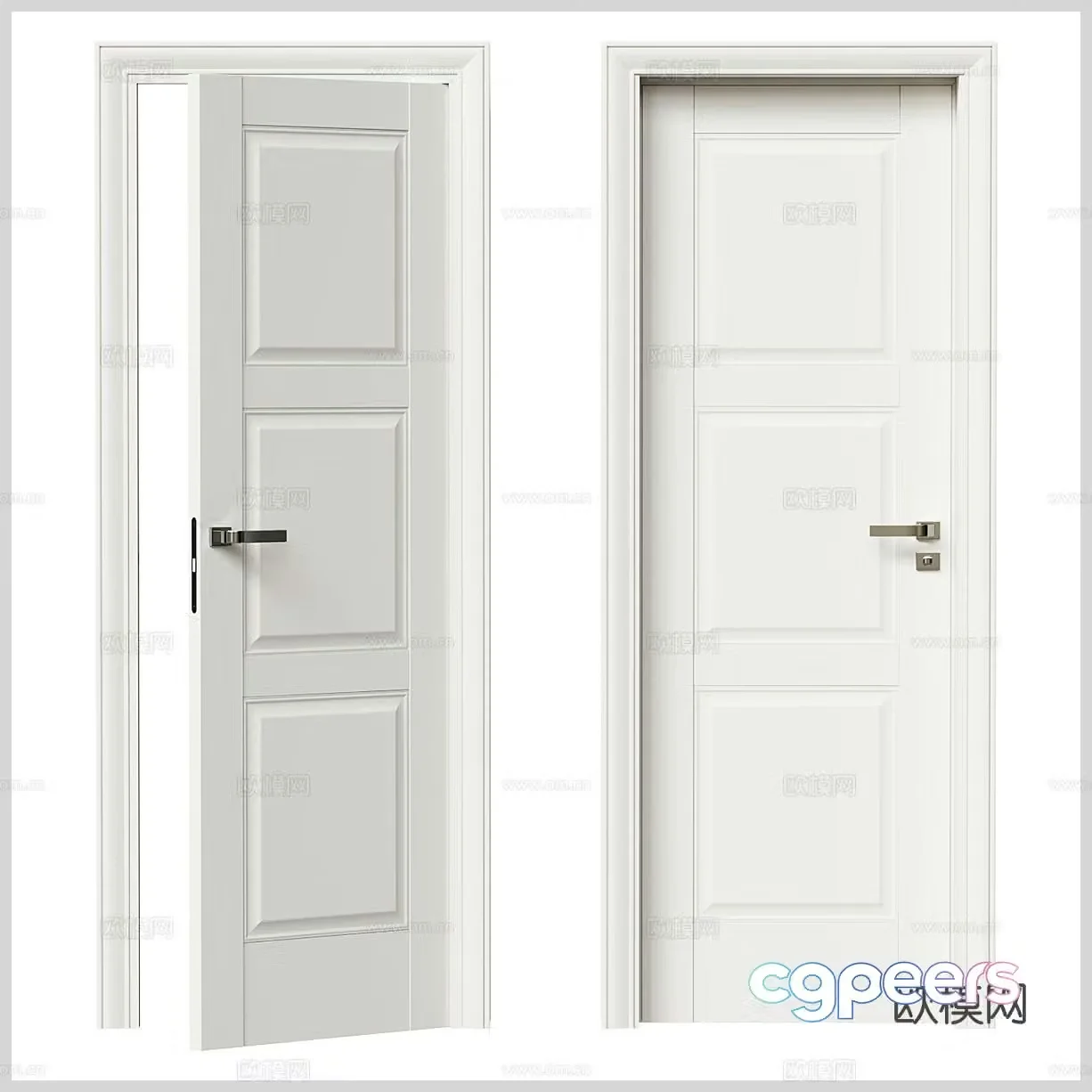 Single-open door French cage door Room door Bedroom door Entrance door Modeling door 3D model