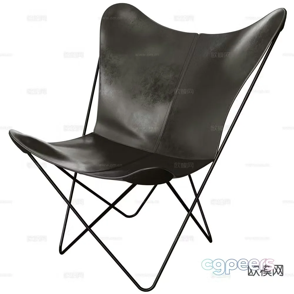 Papillon leather lounge chair 3d model